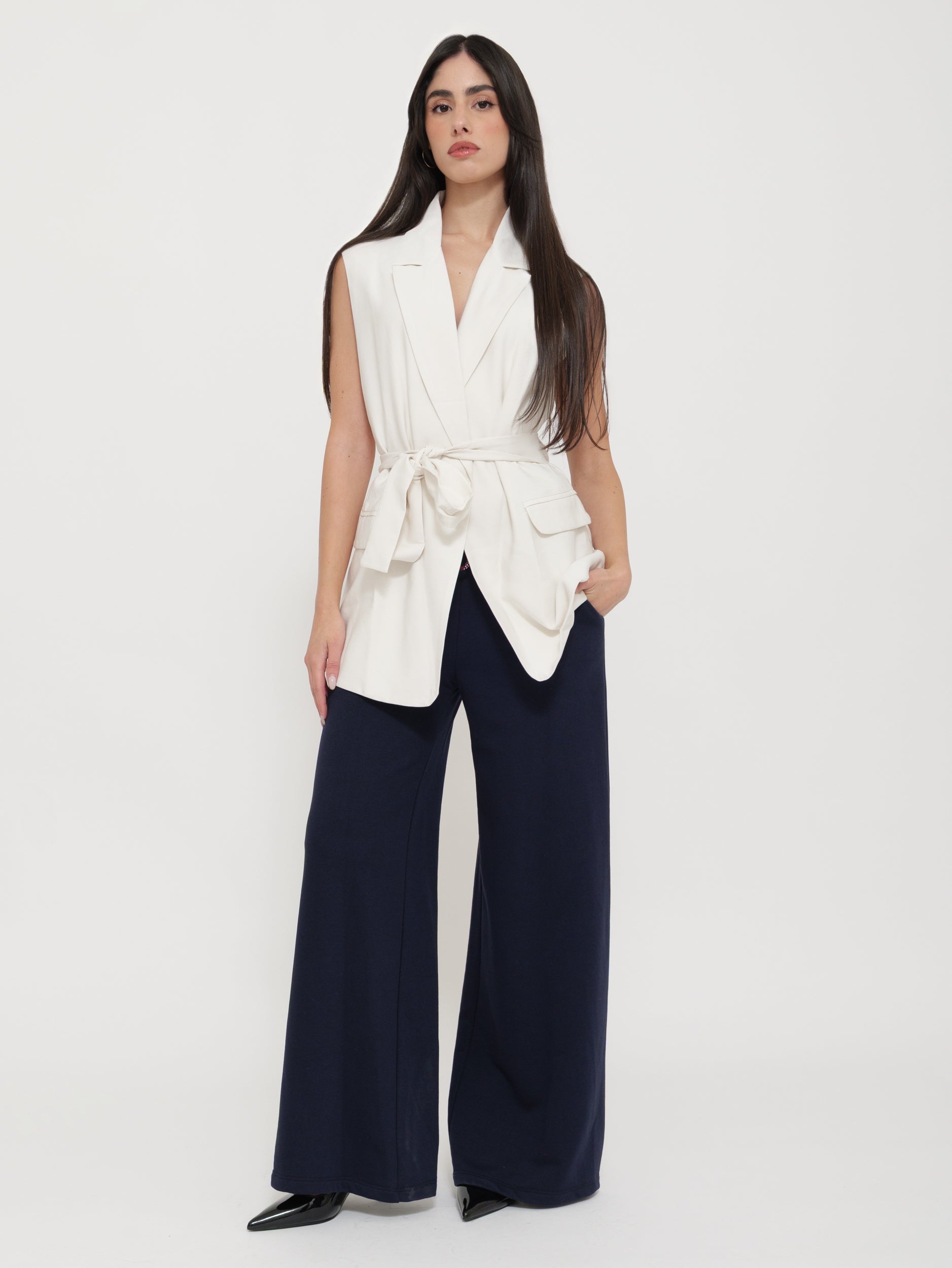 Blazer gilet strutturato con cintura in vita