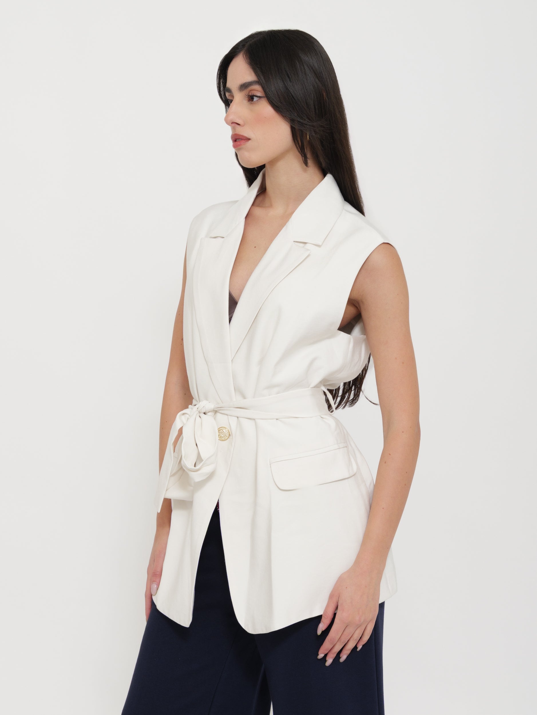 Blazer gilet strutturato con cintura in vita