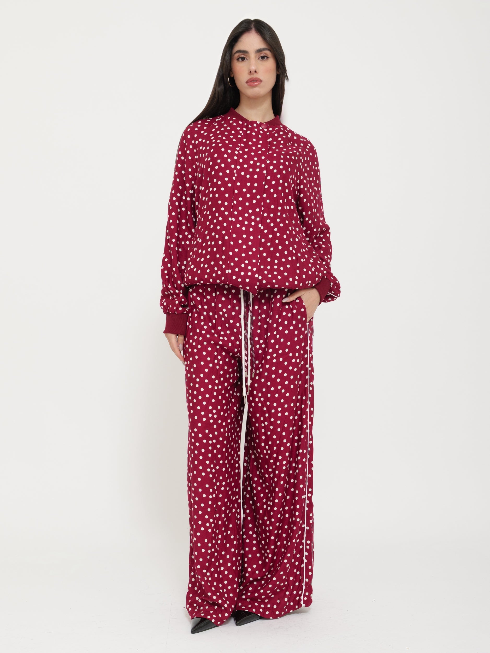 Felpa Bomber a Pois coordinato