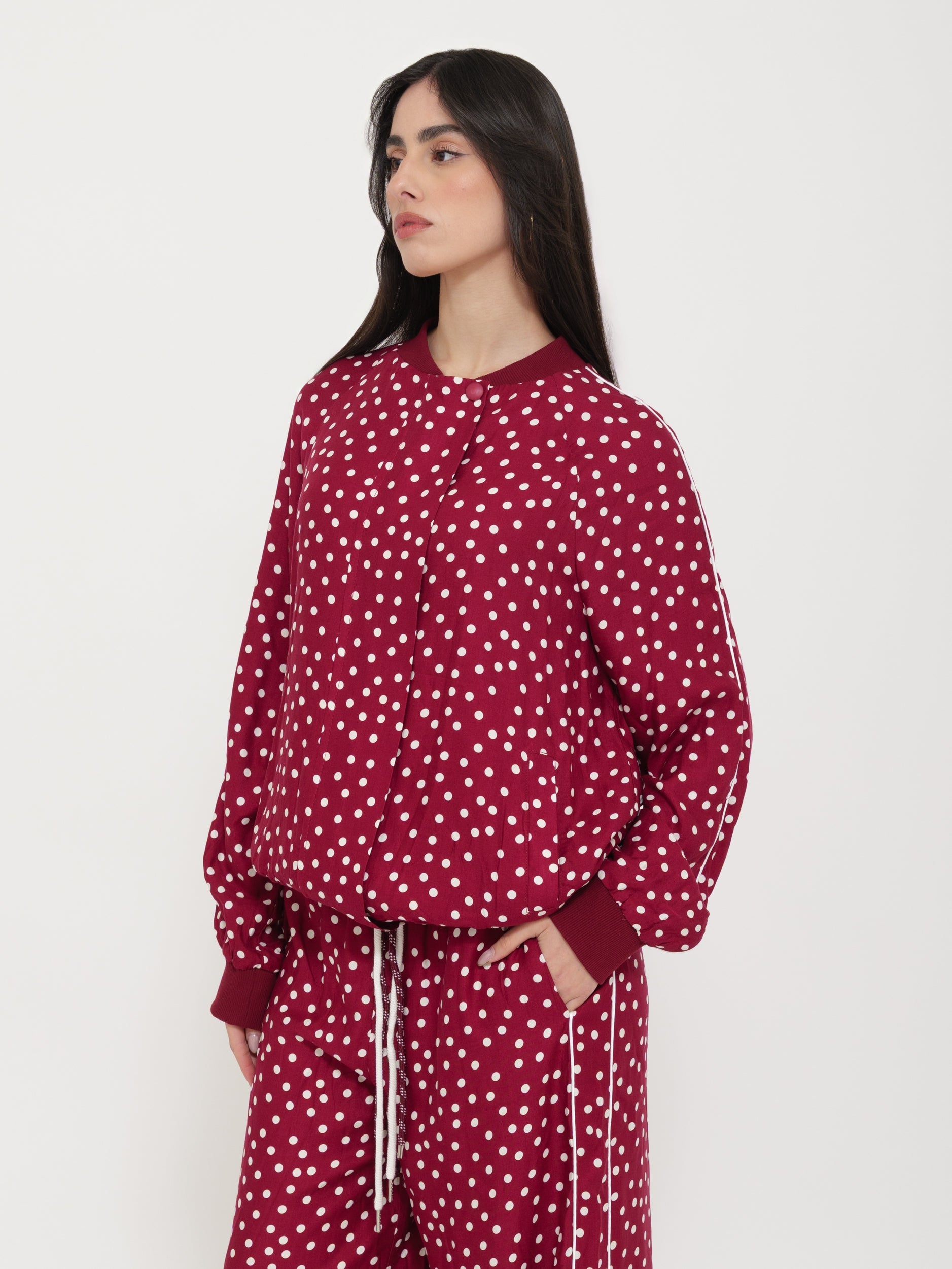 Felpa Bomber a Pois coordinato