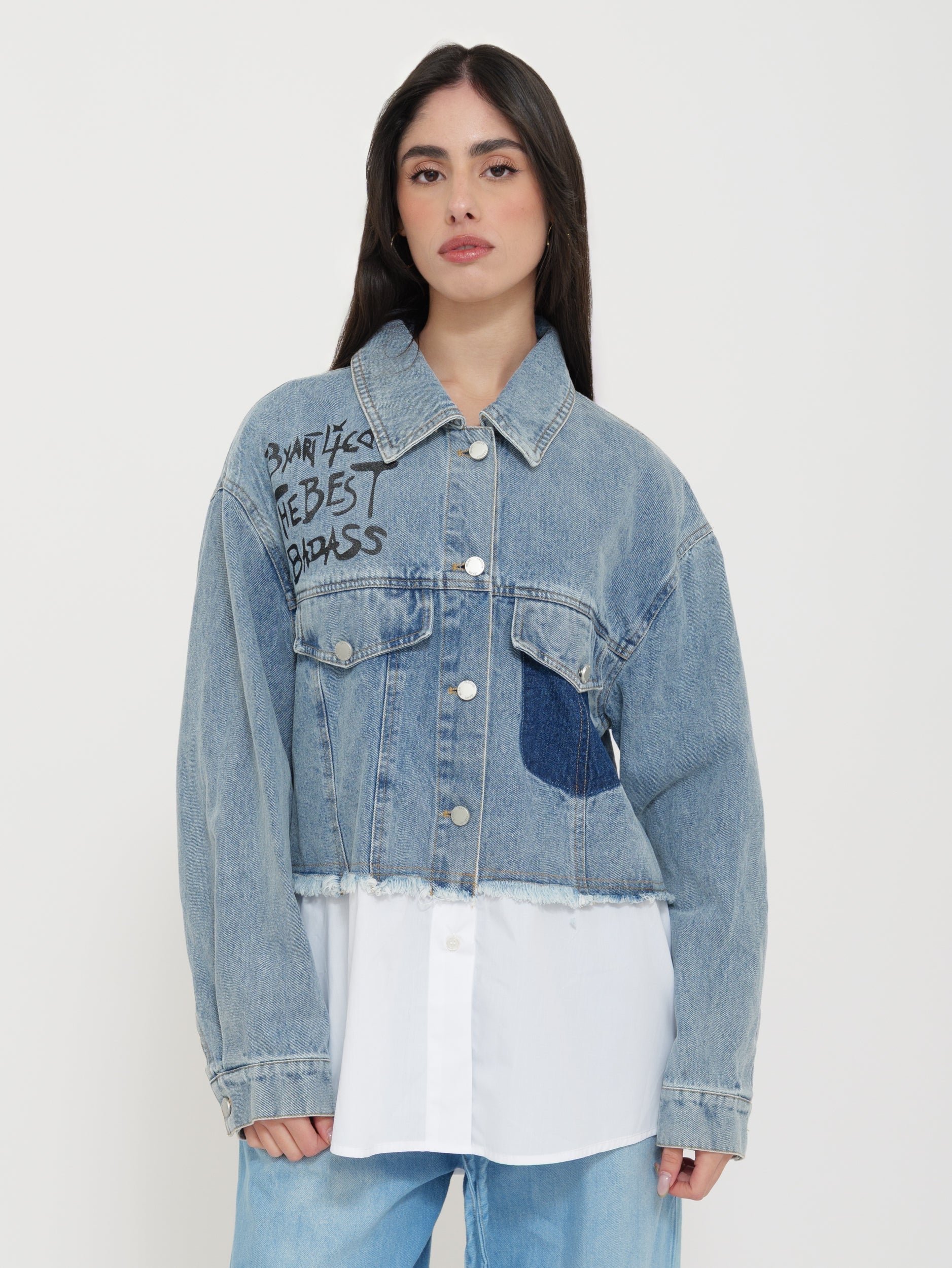 Giacca in Jeans con Dettaglio Fondo Camicia