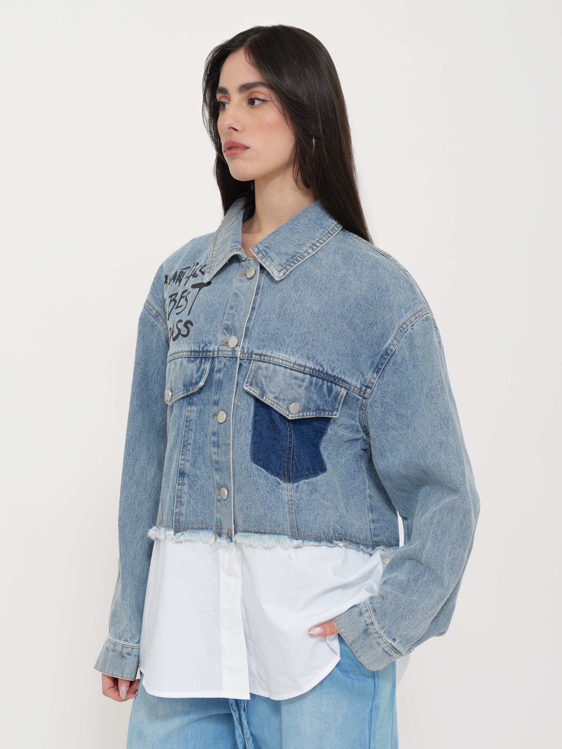 Giacca in Jeans con Dettaglio Fondo Camicia