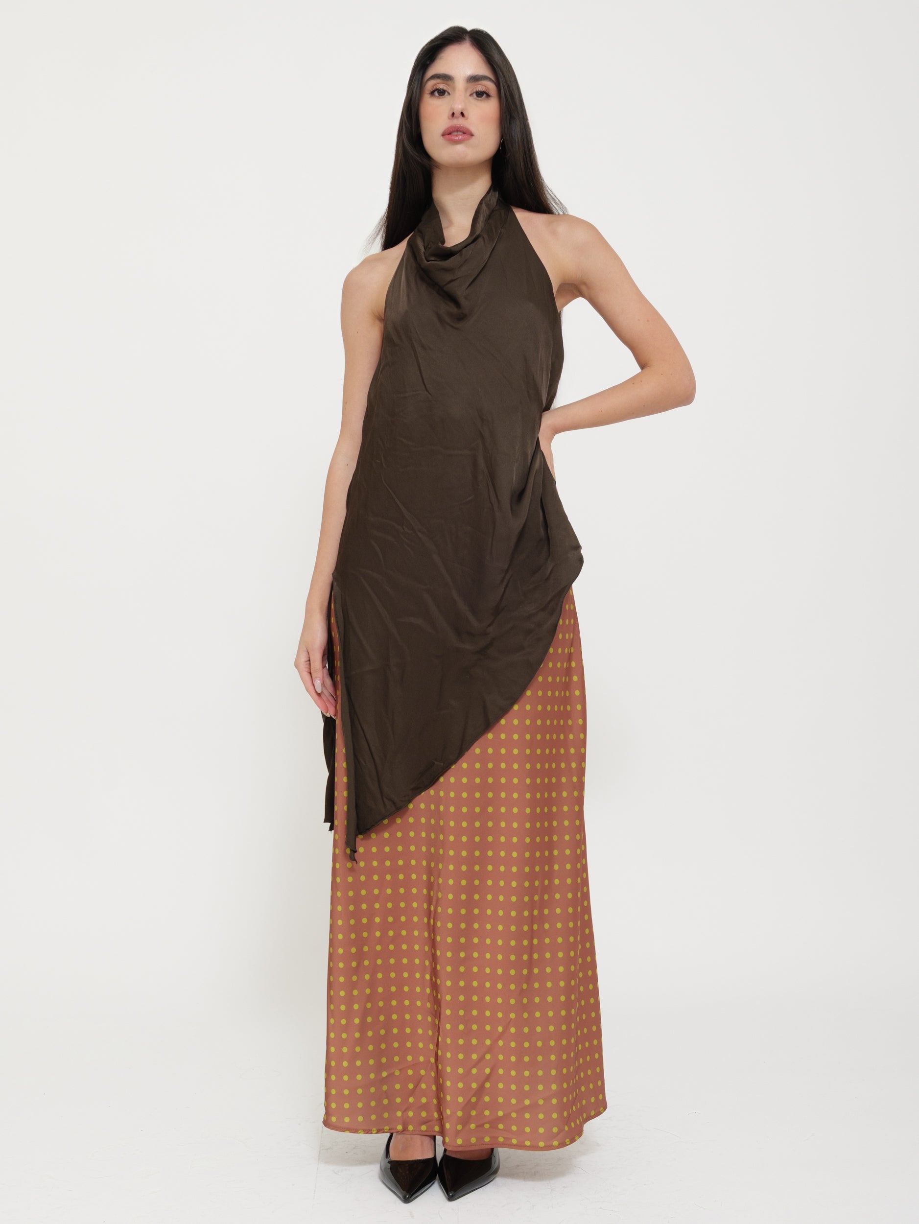 Top Morbido Asimmetrico con Scollatura retro