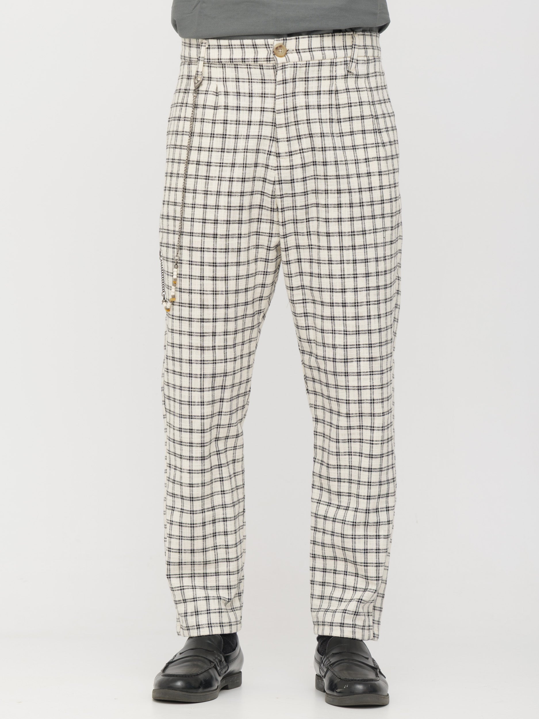 IMPERIAL- pantalone a quadri dettaglio catena