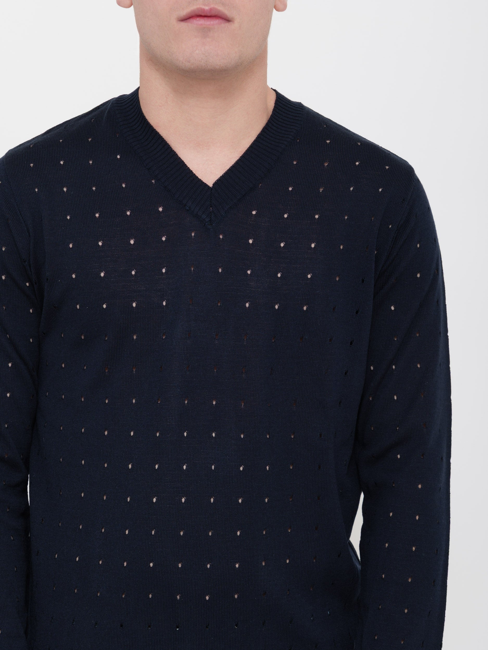 Pullover victor cool 100% cotone scollo a V traforato Made in Italy