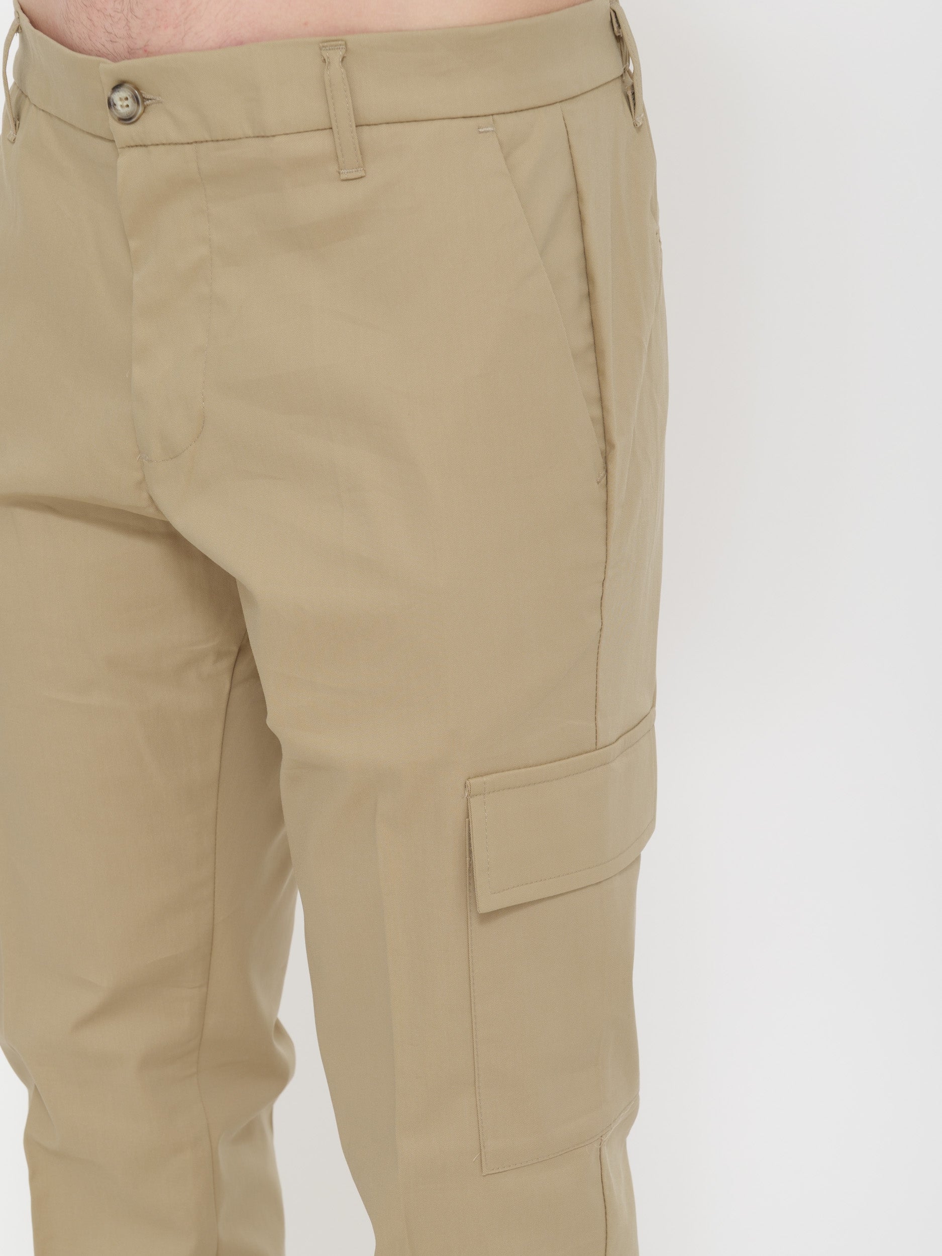 Pantalone Classic fit modello cargo beige