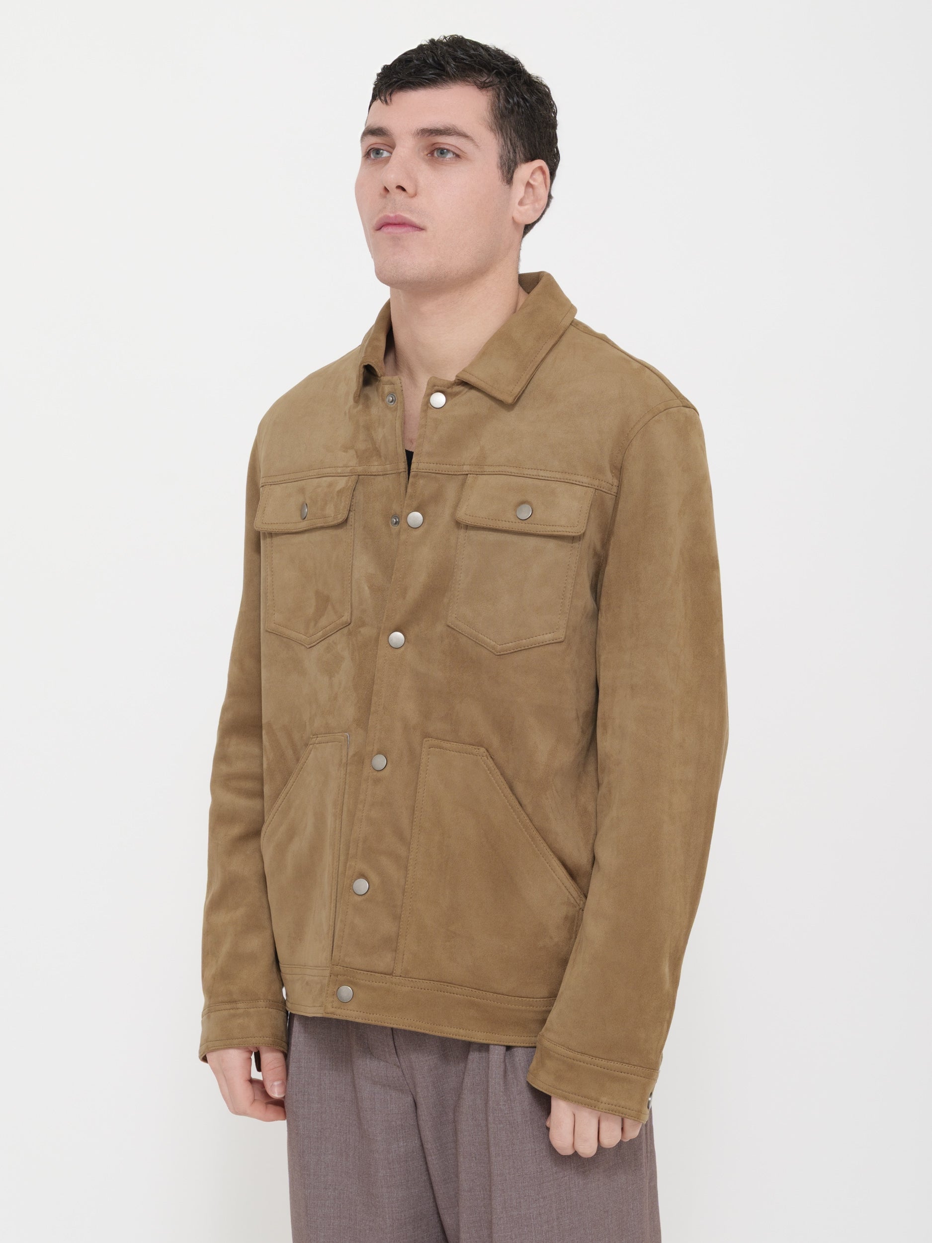 giacca casual elegante in stile workwear tessuto effetto scamosciato