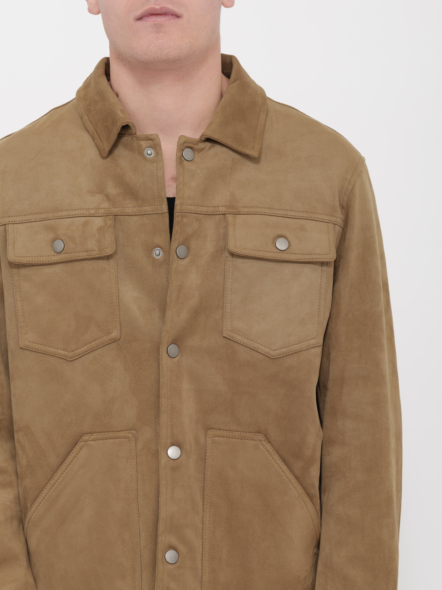 giacca casual elegante in stile workwear tessuto effetto scamosciato