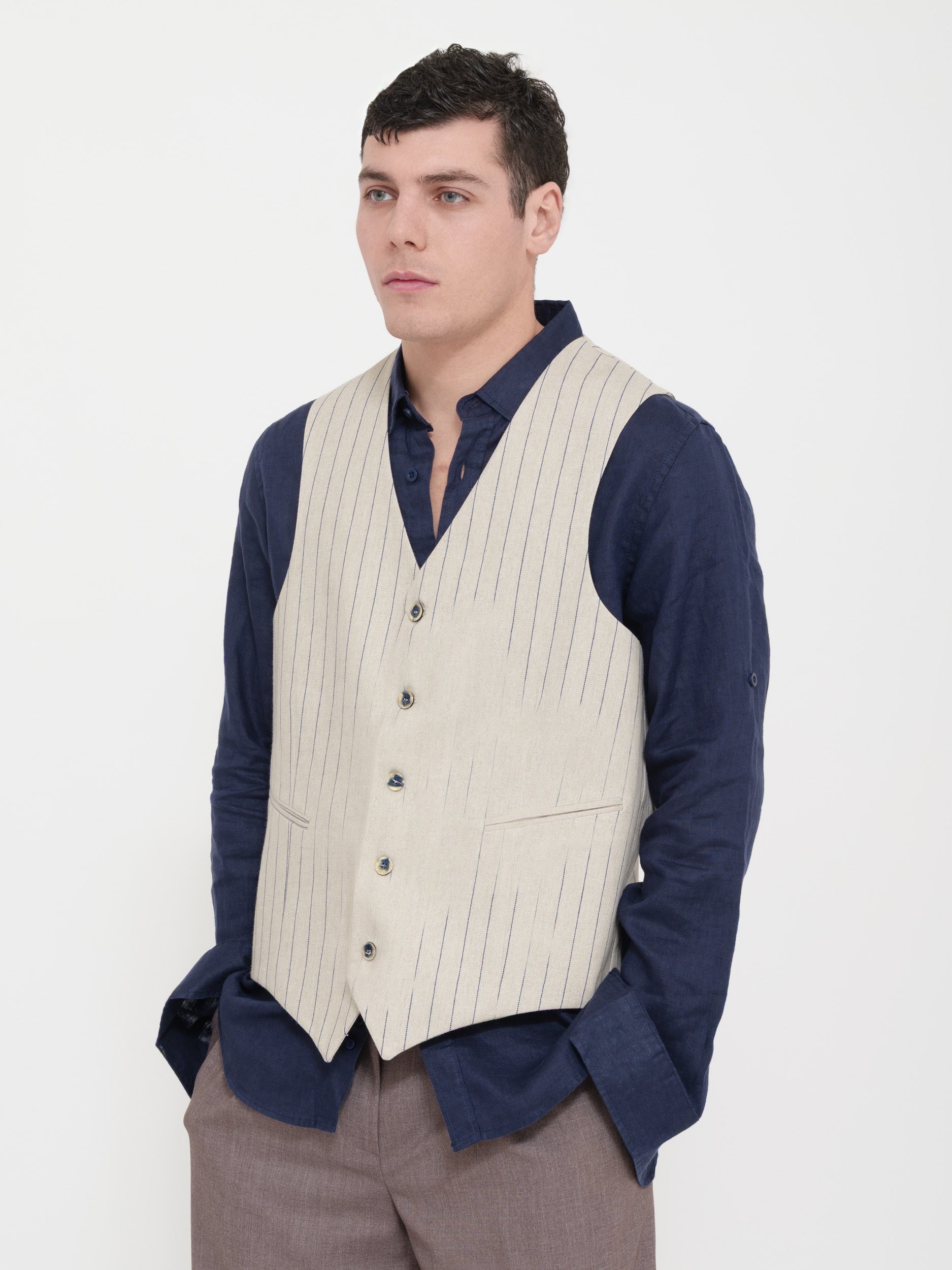Gilet Victor cool gessato crema
