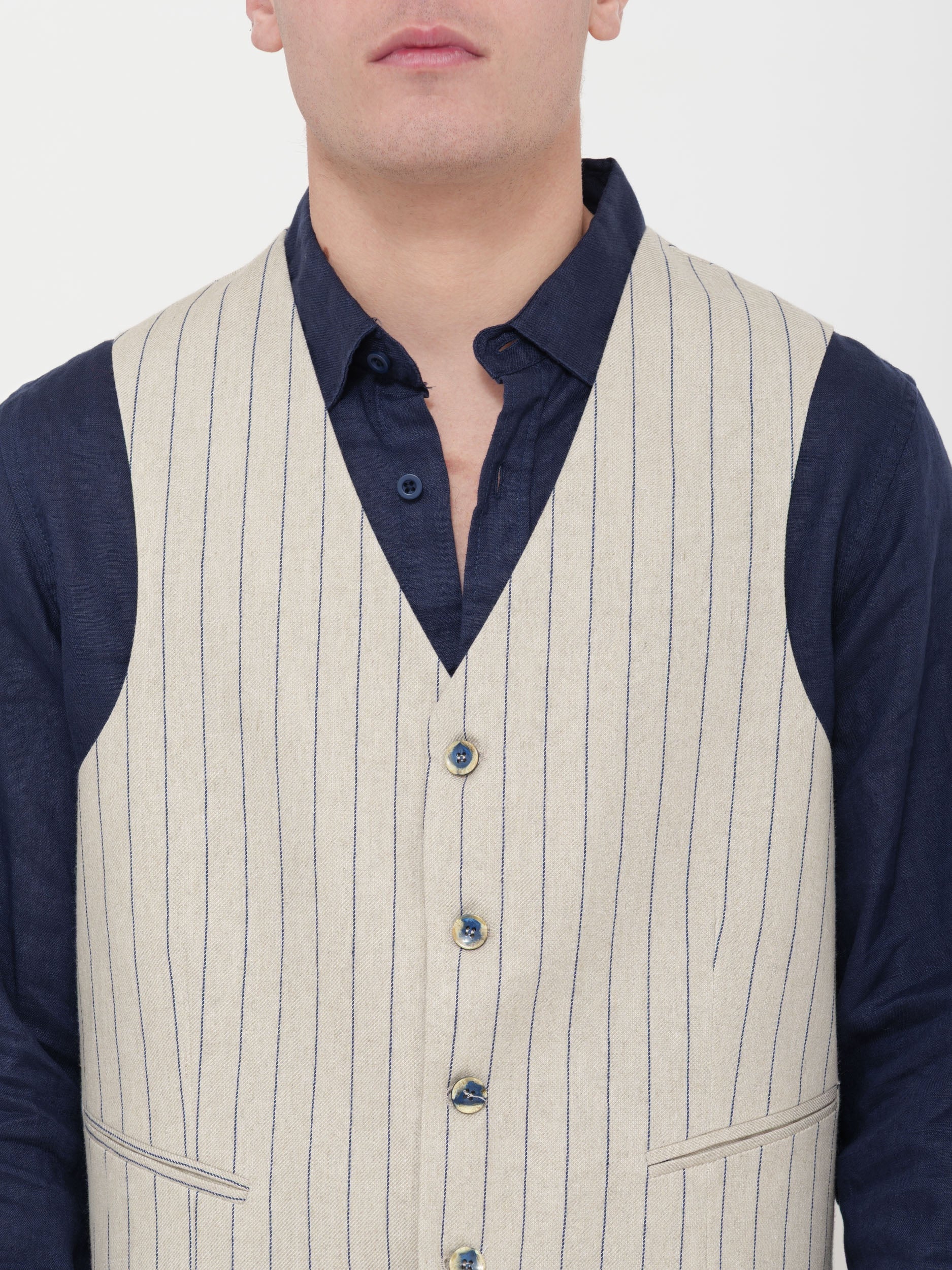 Gilet Victor cool gessato crema