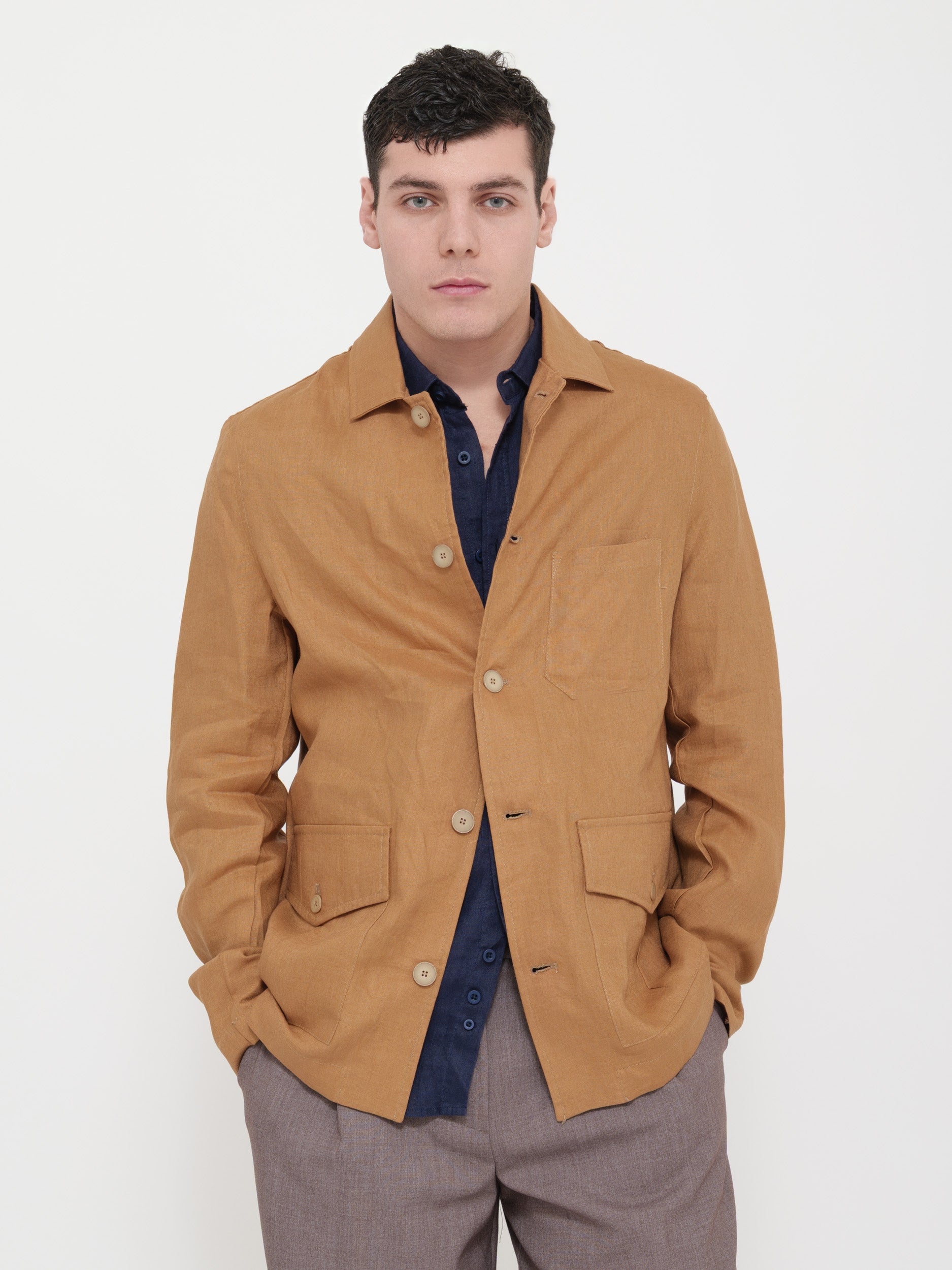 Giacca con colletto 100% lino victor cool