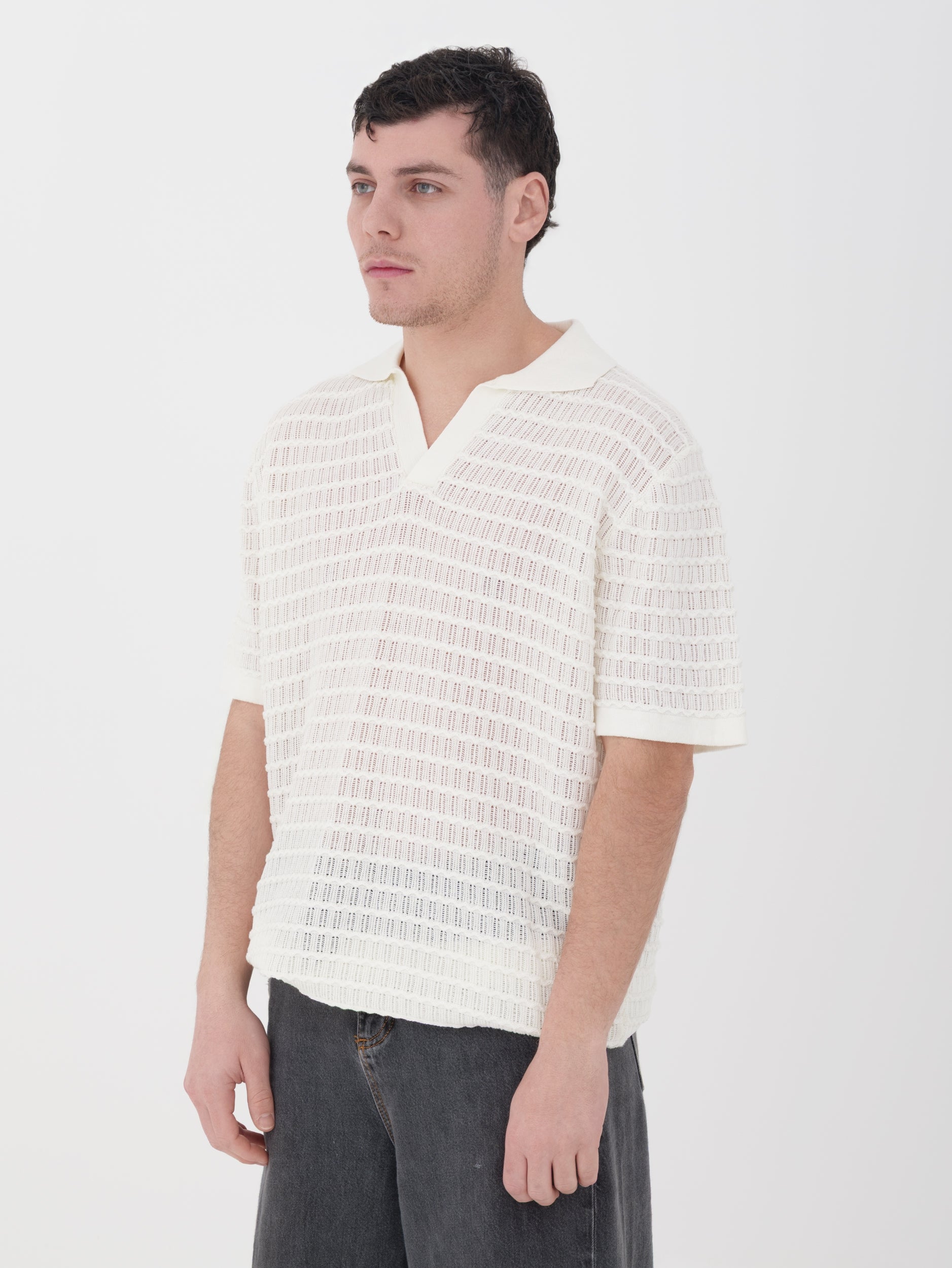 Imperial - t-shirt in maglina traforata bianca