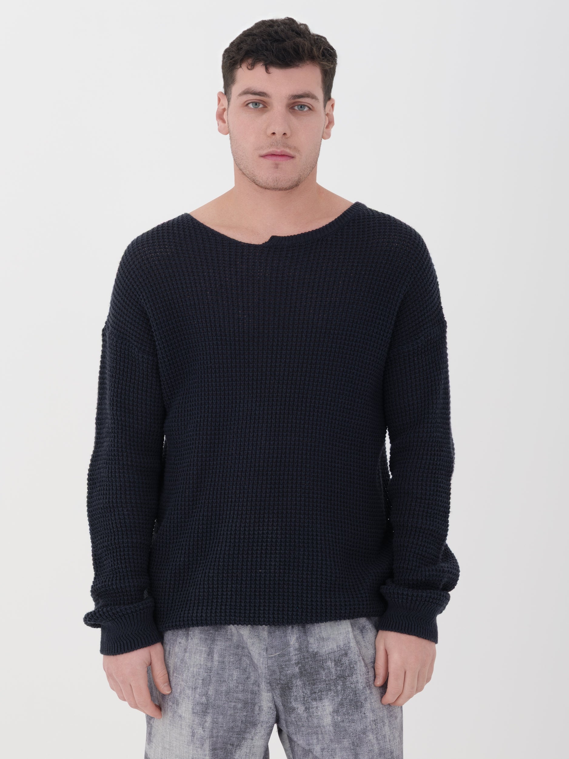 IMPERIAL - pullover scollo dettagliato blue