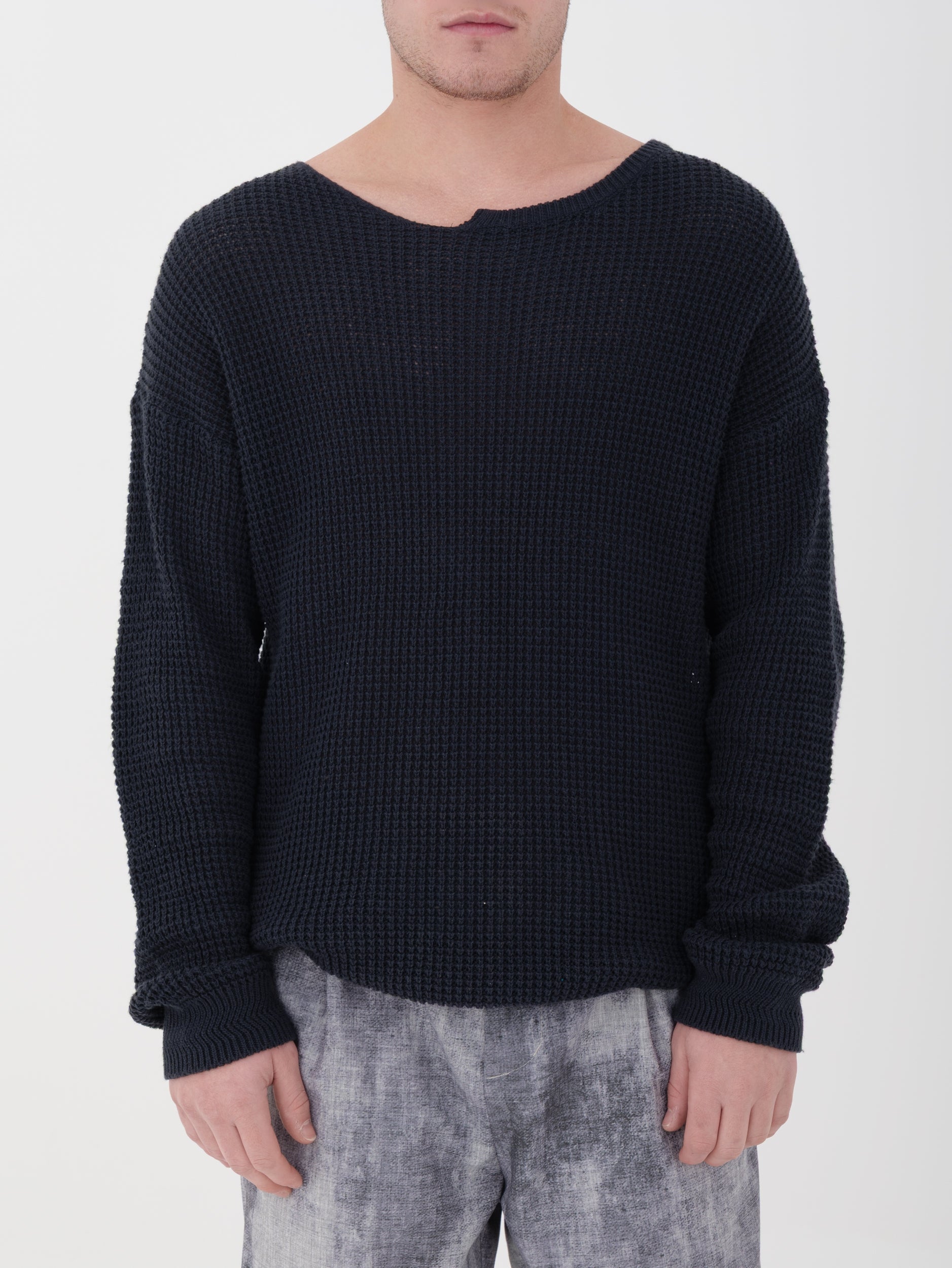 IMPERIAL - pullover scollo dettagliato blue