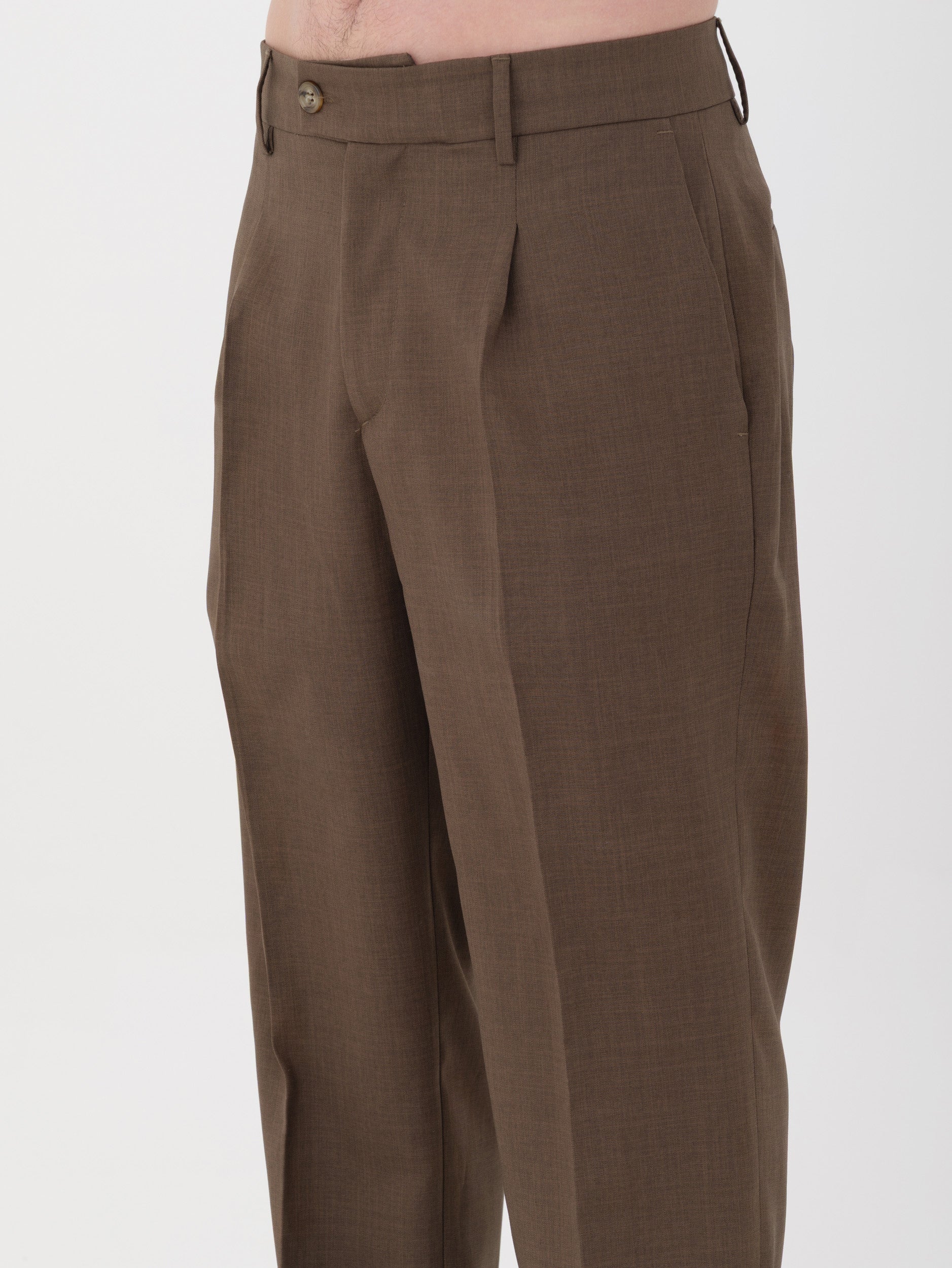 Gabardine - pantalone fondo ampio tabacco