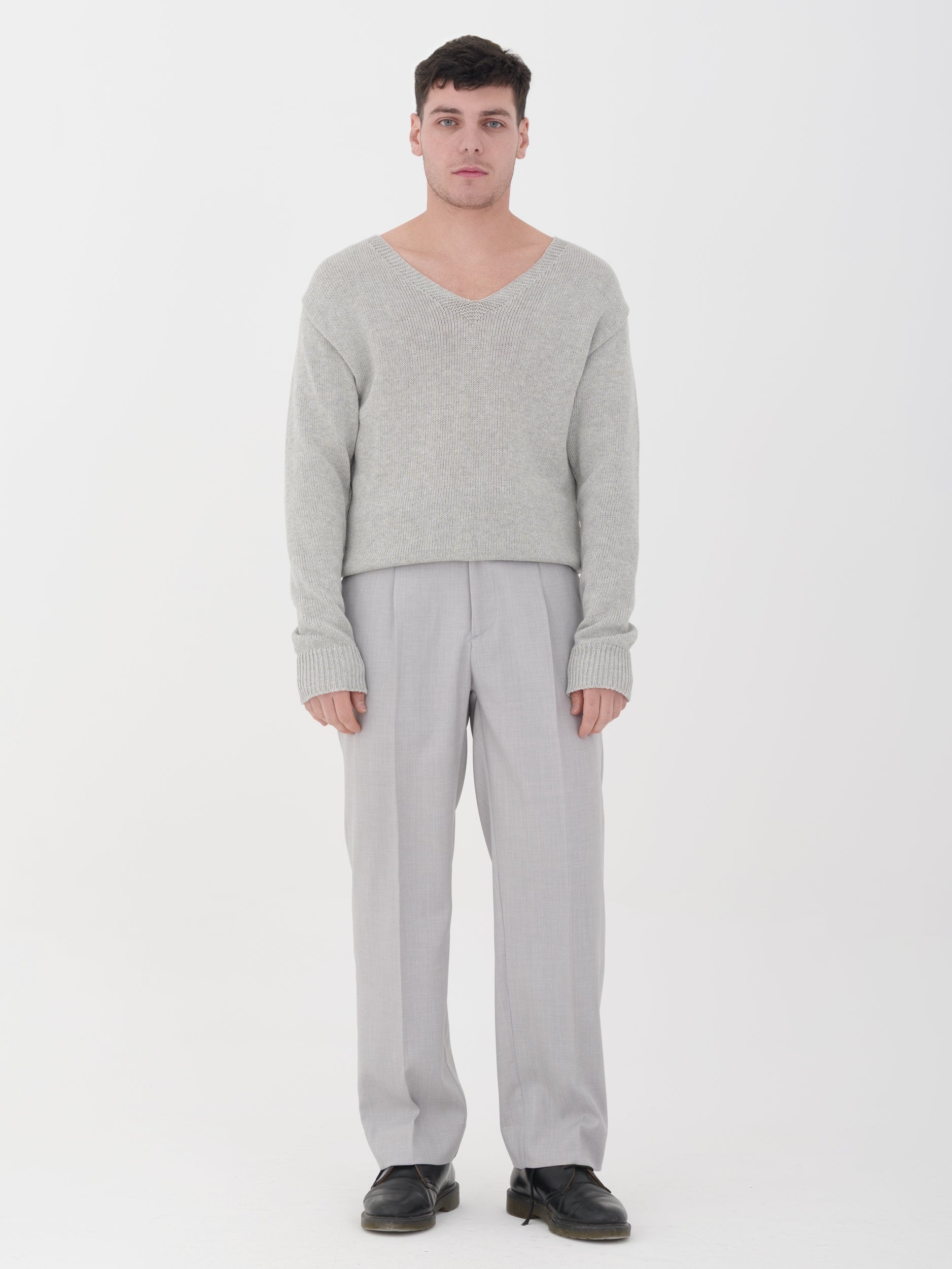 IMPERIAL - pullover in maglina grey scollo V