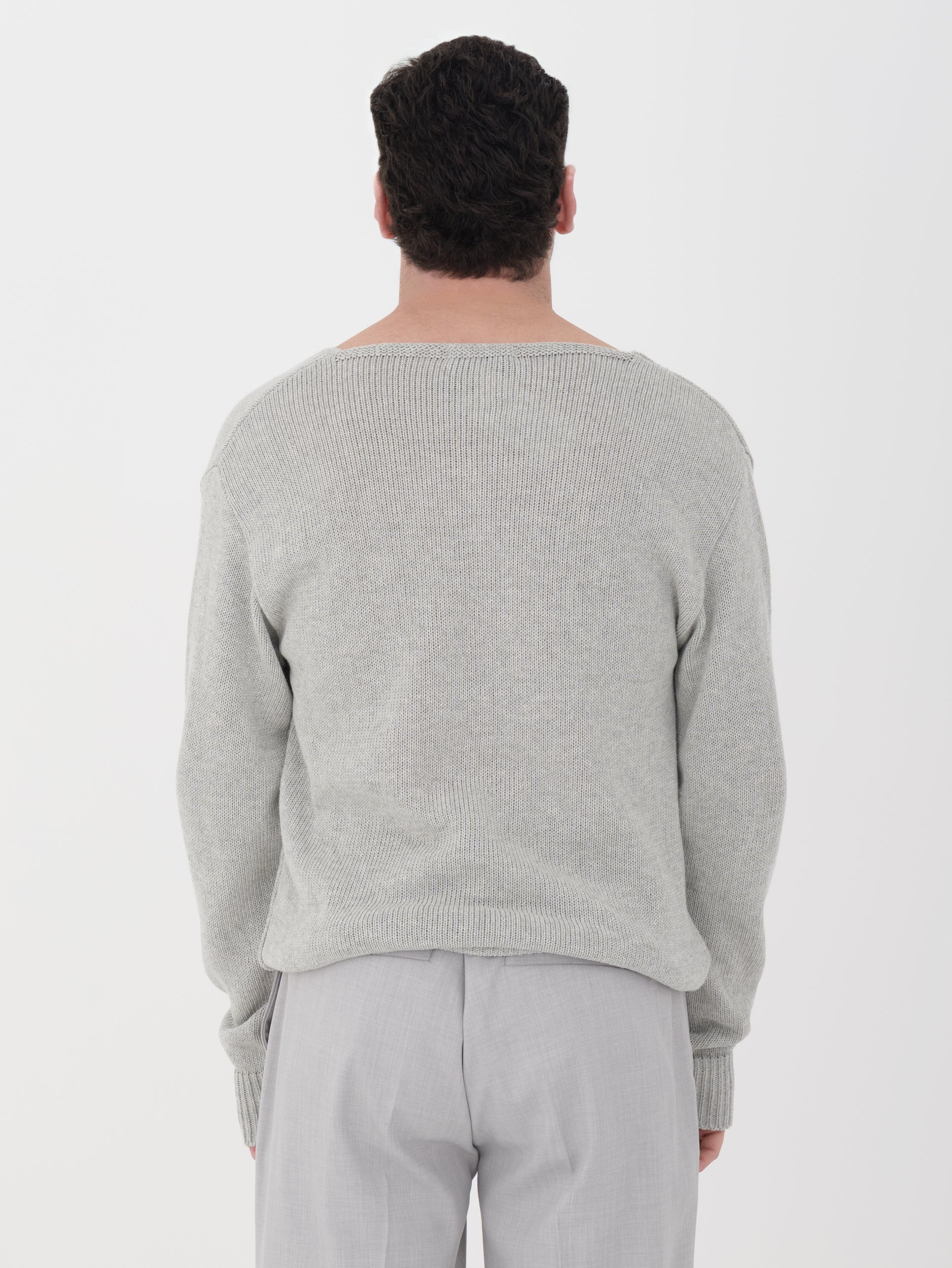 Imperial - pullover in maglina grey scollo V