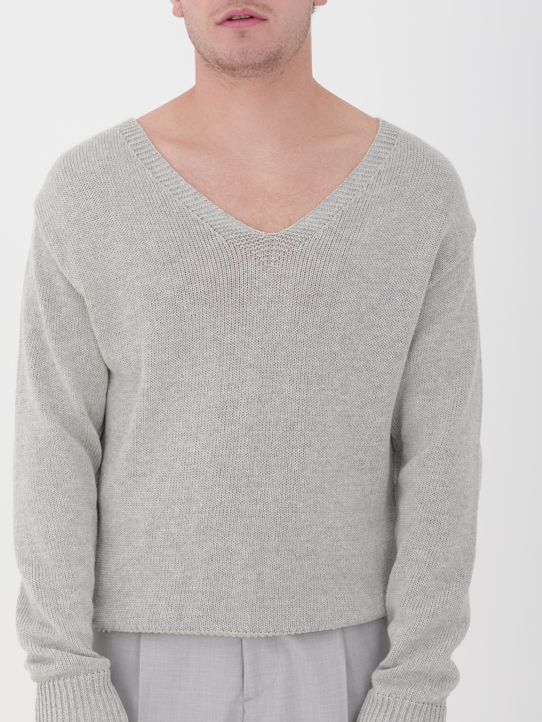 IMPERIAL - pullover in maglina grey scollo V