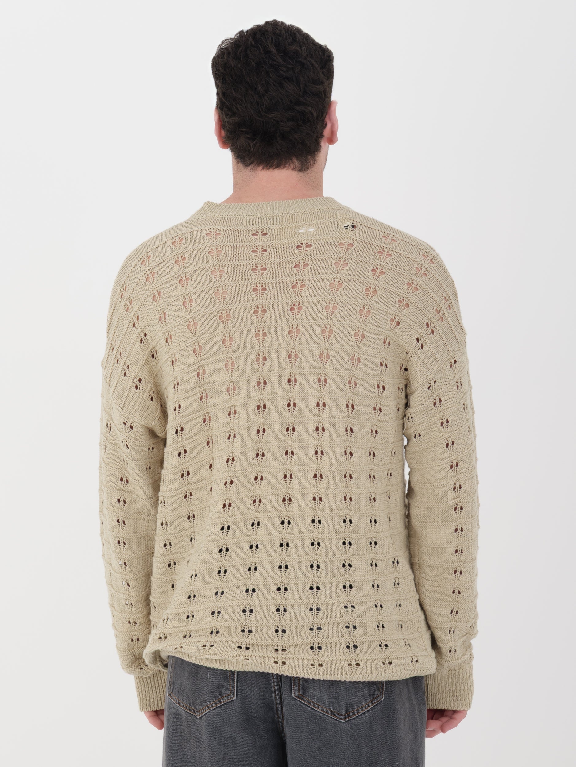Imperial - pullover in maglina traforato beige