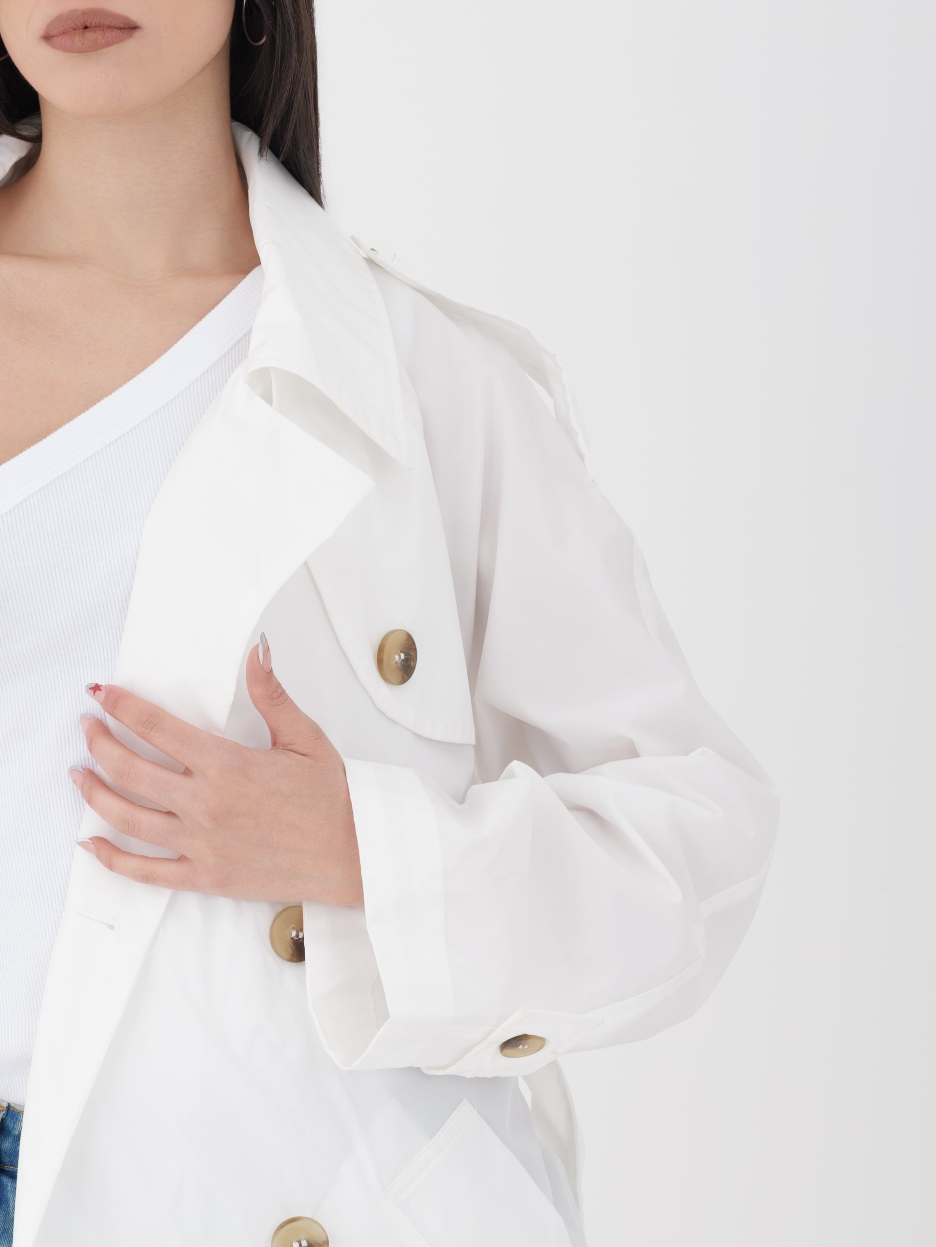 TRENCH COAT WITH GOLD/BEIGE DETAILS
