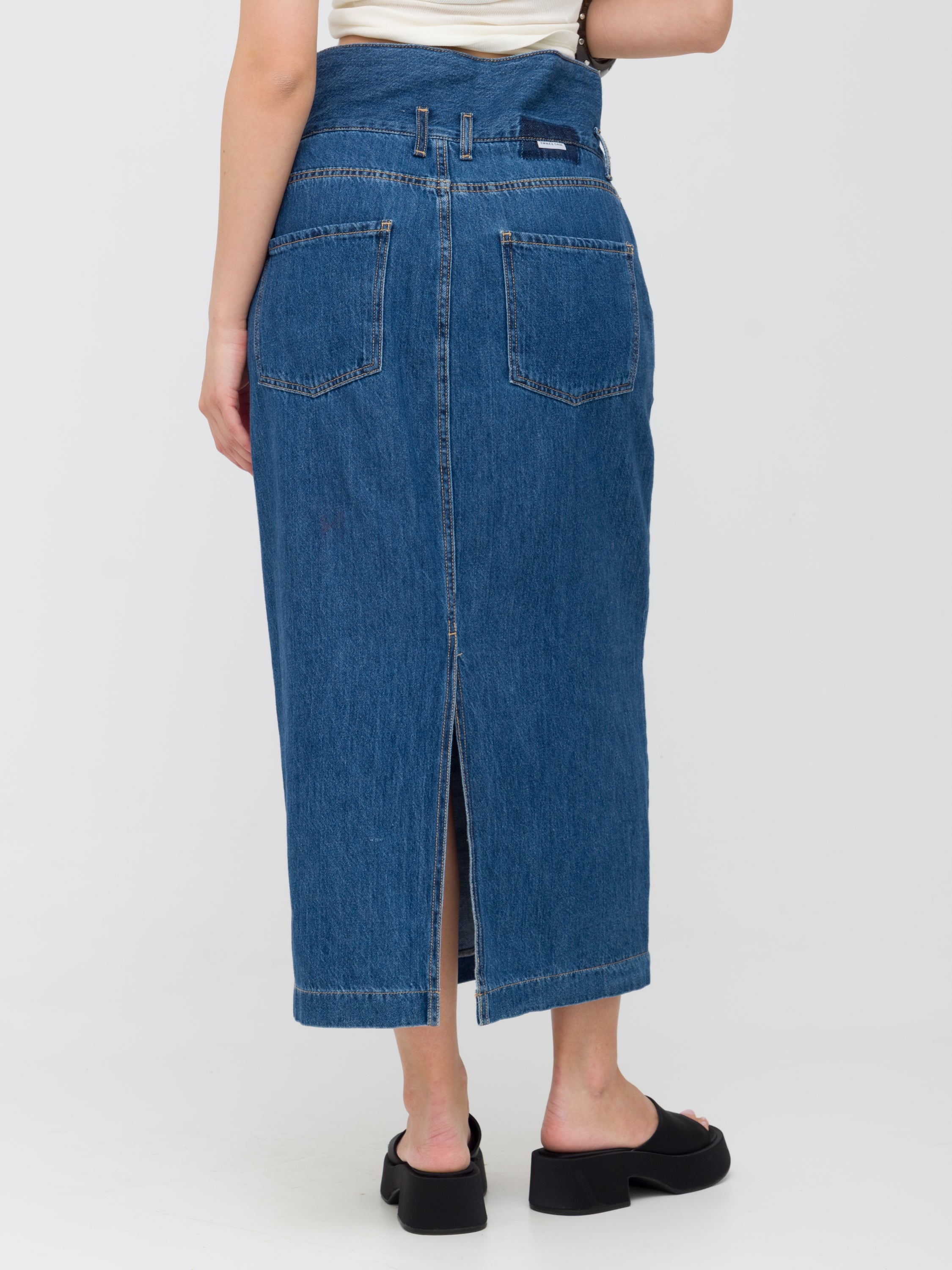 EMMA & GAIA - midi skirt in denim blu.