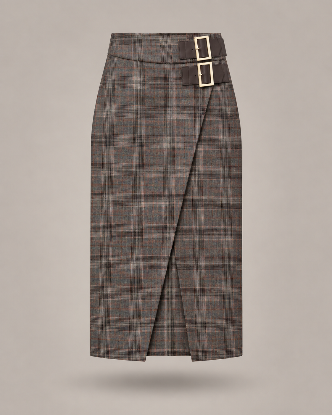 DIXIE - Gonna Midi Tartan con Doppia Fibbia