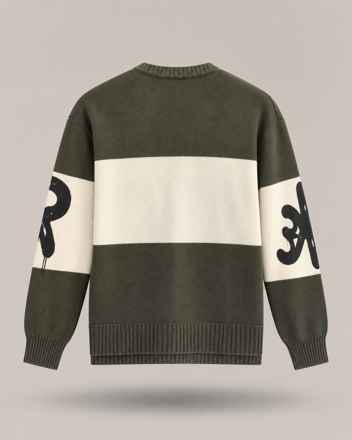 DISCLAIMER — Maglione verde oliva graphic