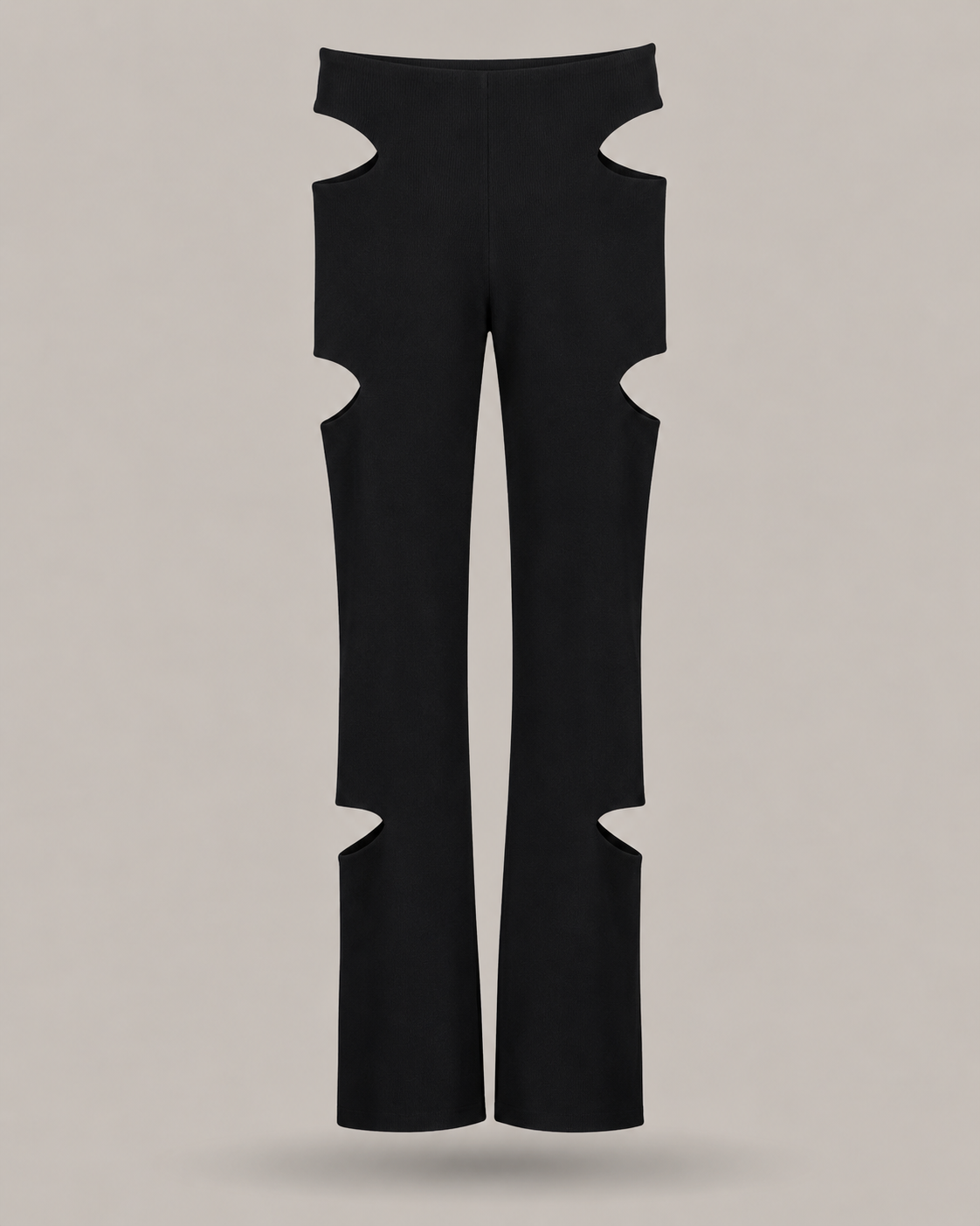 BLUMARINE - di pantaloni neri in maglia a vita media con aperture cut-out
