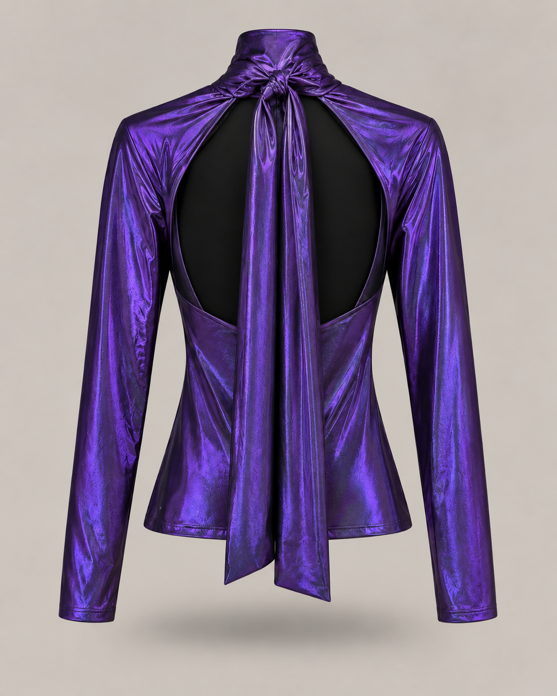 BLUMARINE - top satinato viola con scollo posteriore