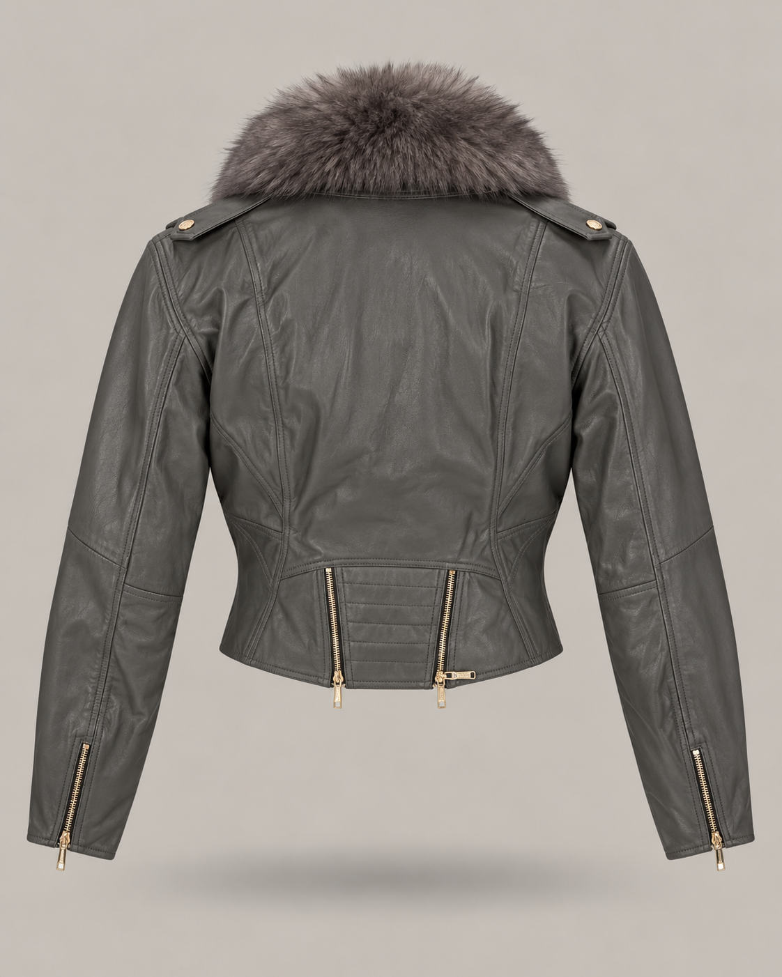 BLUGIRL - giacca biker in pelle grigia