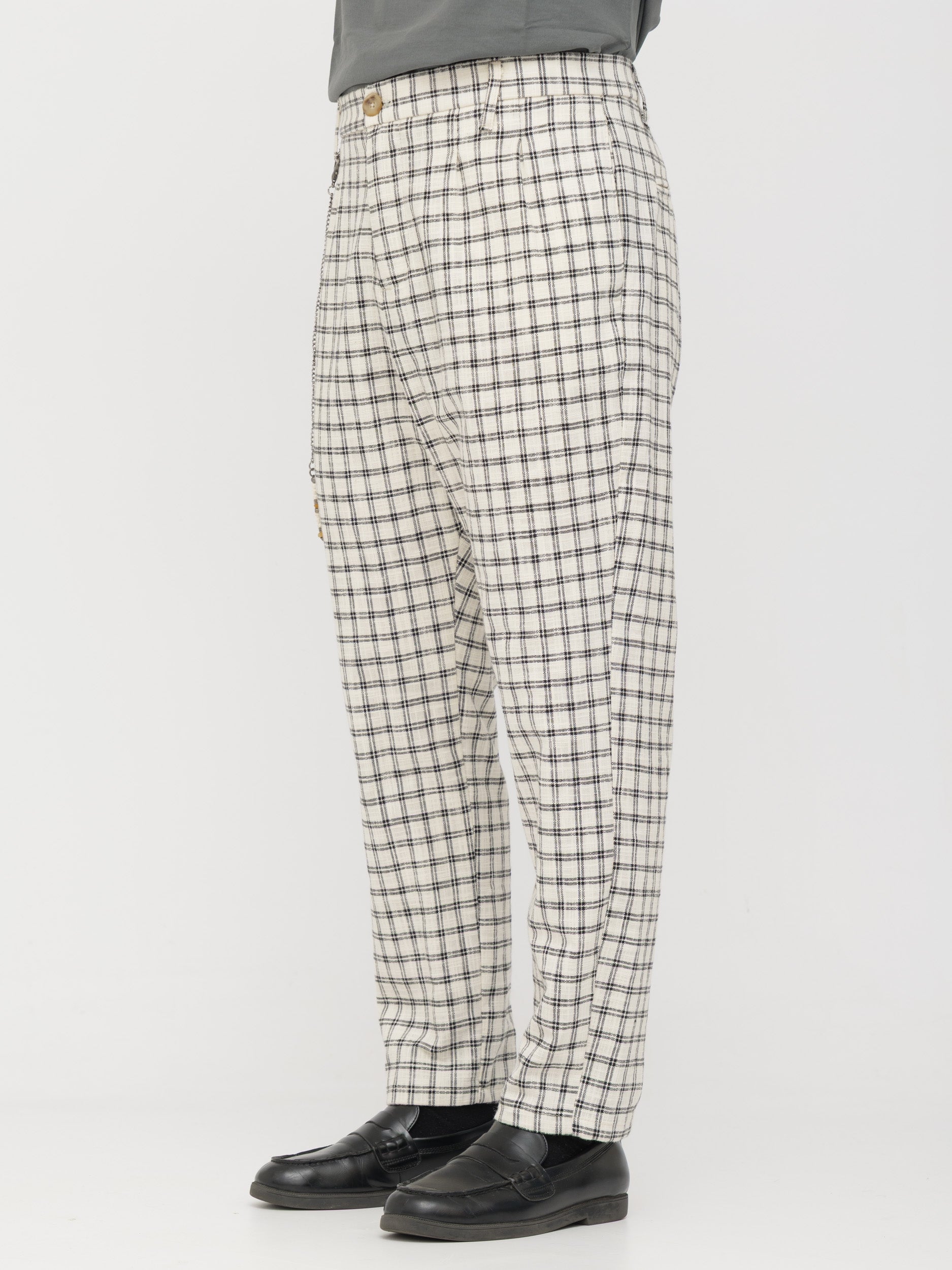 IMPERIAL- pantalone a quadri dettaglio catena