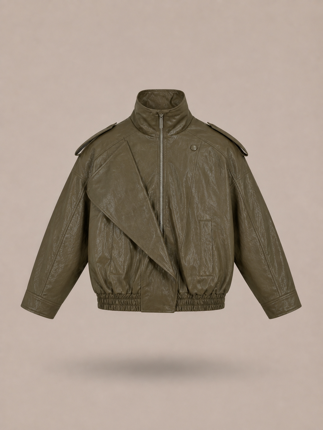 HAVEONE - bomber in ecopelle verde militare