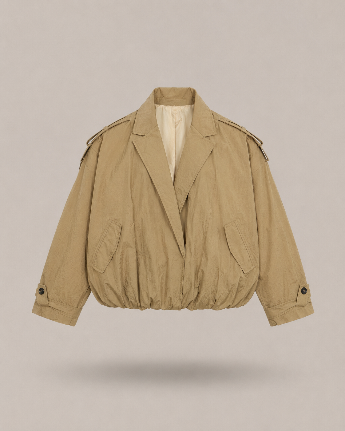 HAVEONE - bomber corto stile trench color beige