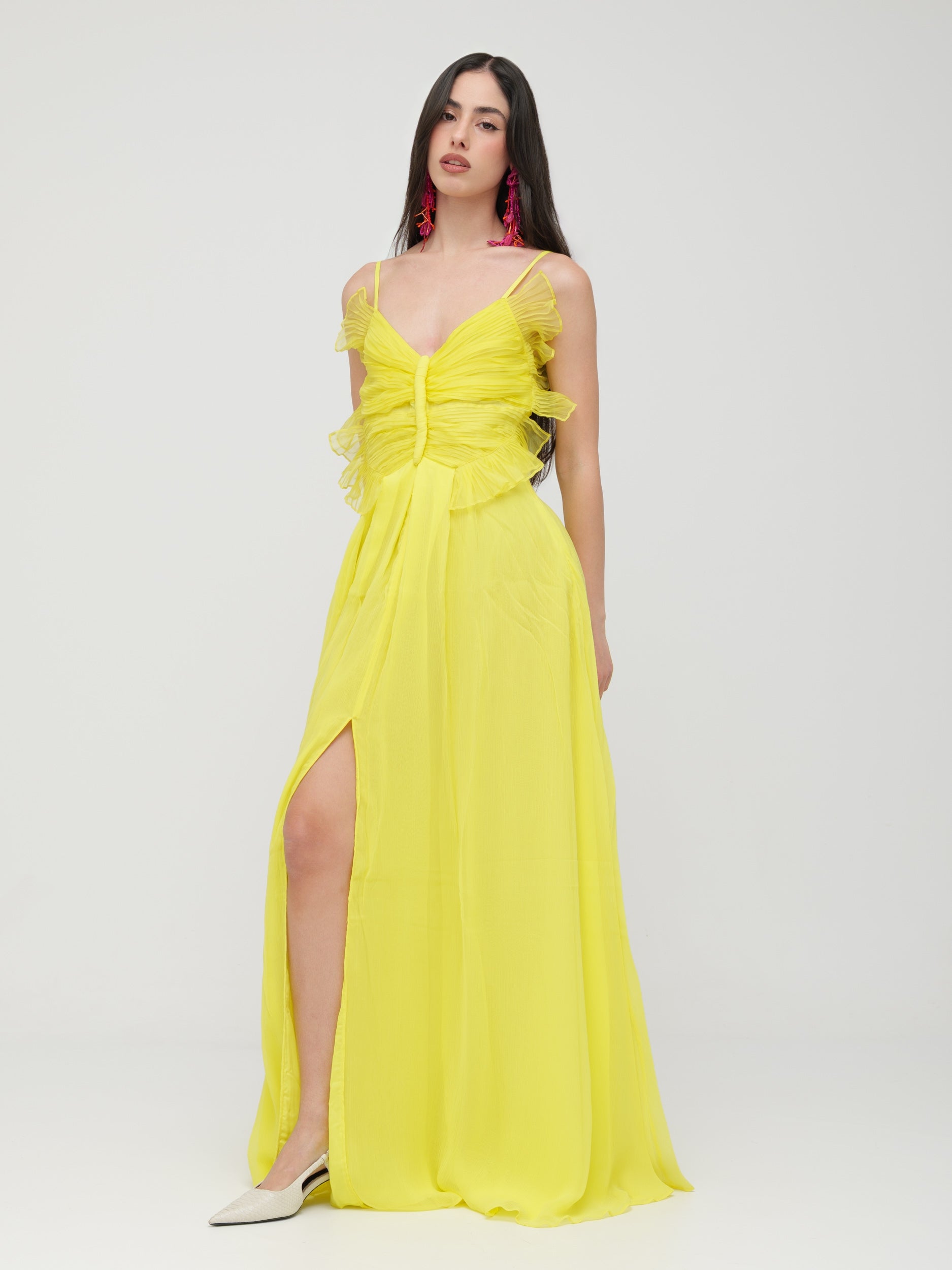 BLUGIRL | BLUMARINE - abito lungo con corpetto costruito a farfalla