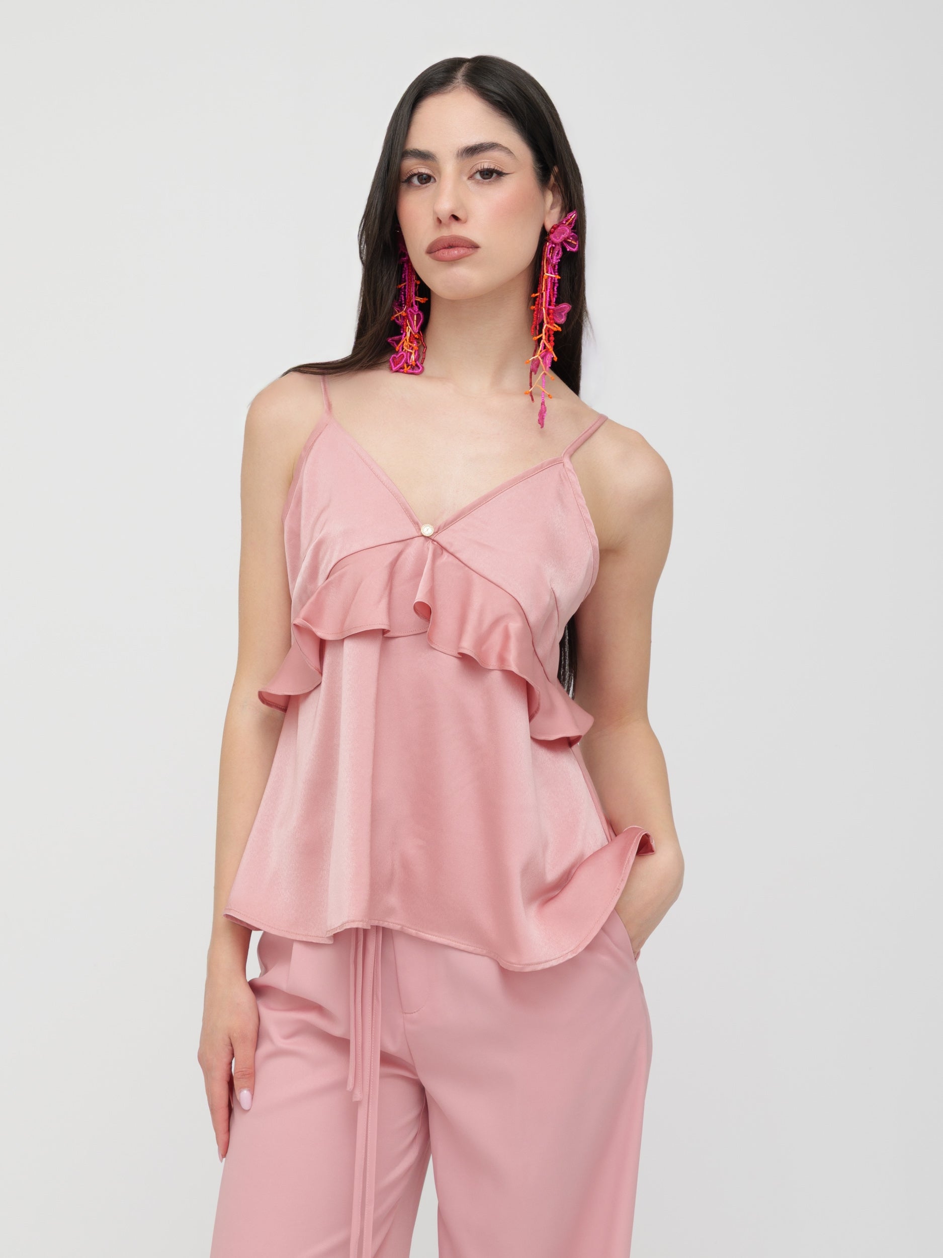 INFLUENCER - top scollo a V pink