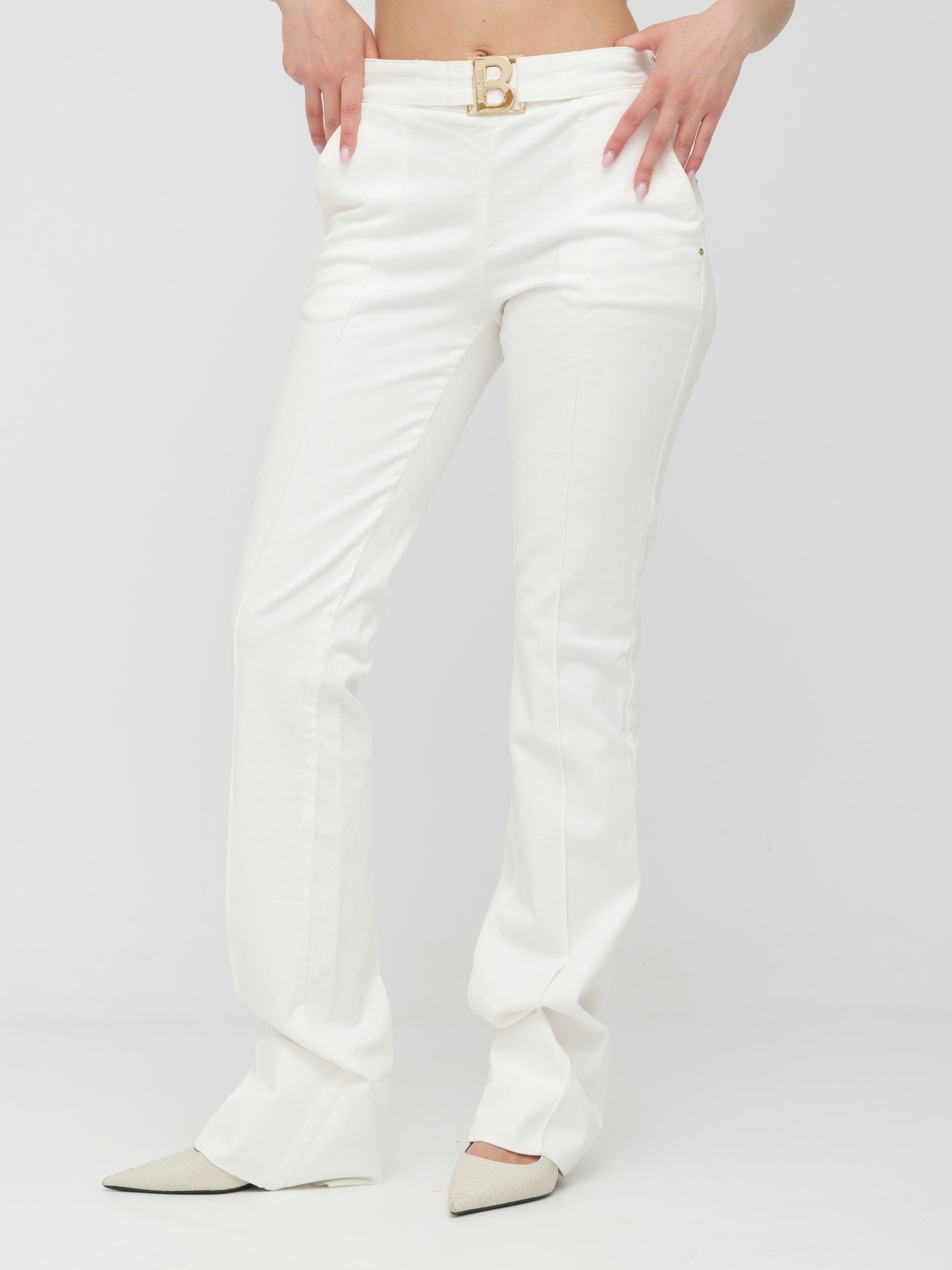 BLUGIRL | BLUMARINE  - pantalone bianco a zampa d’ elefante