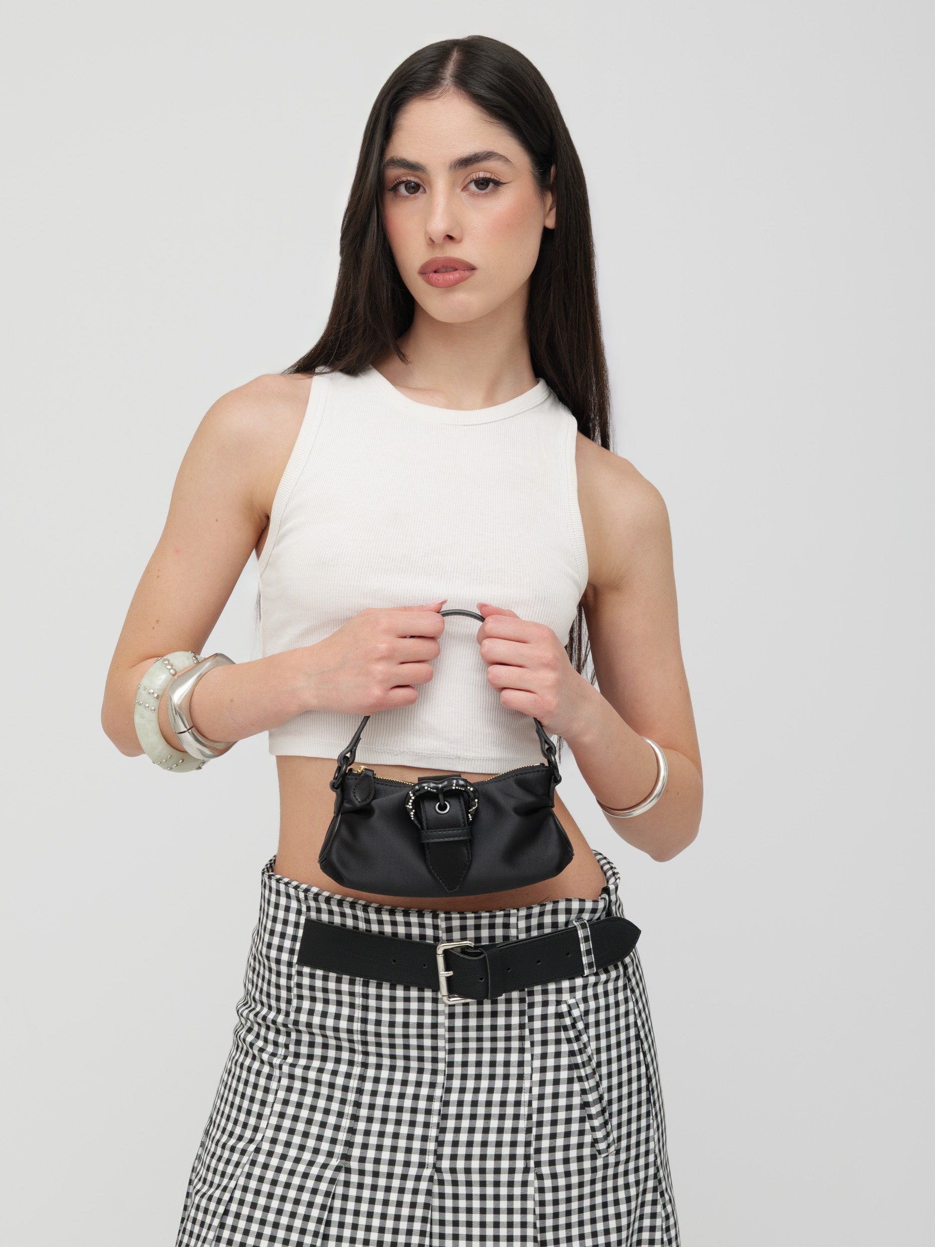 PINKO - borsa a mano mini black con fibbia