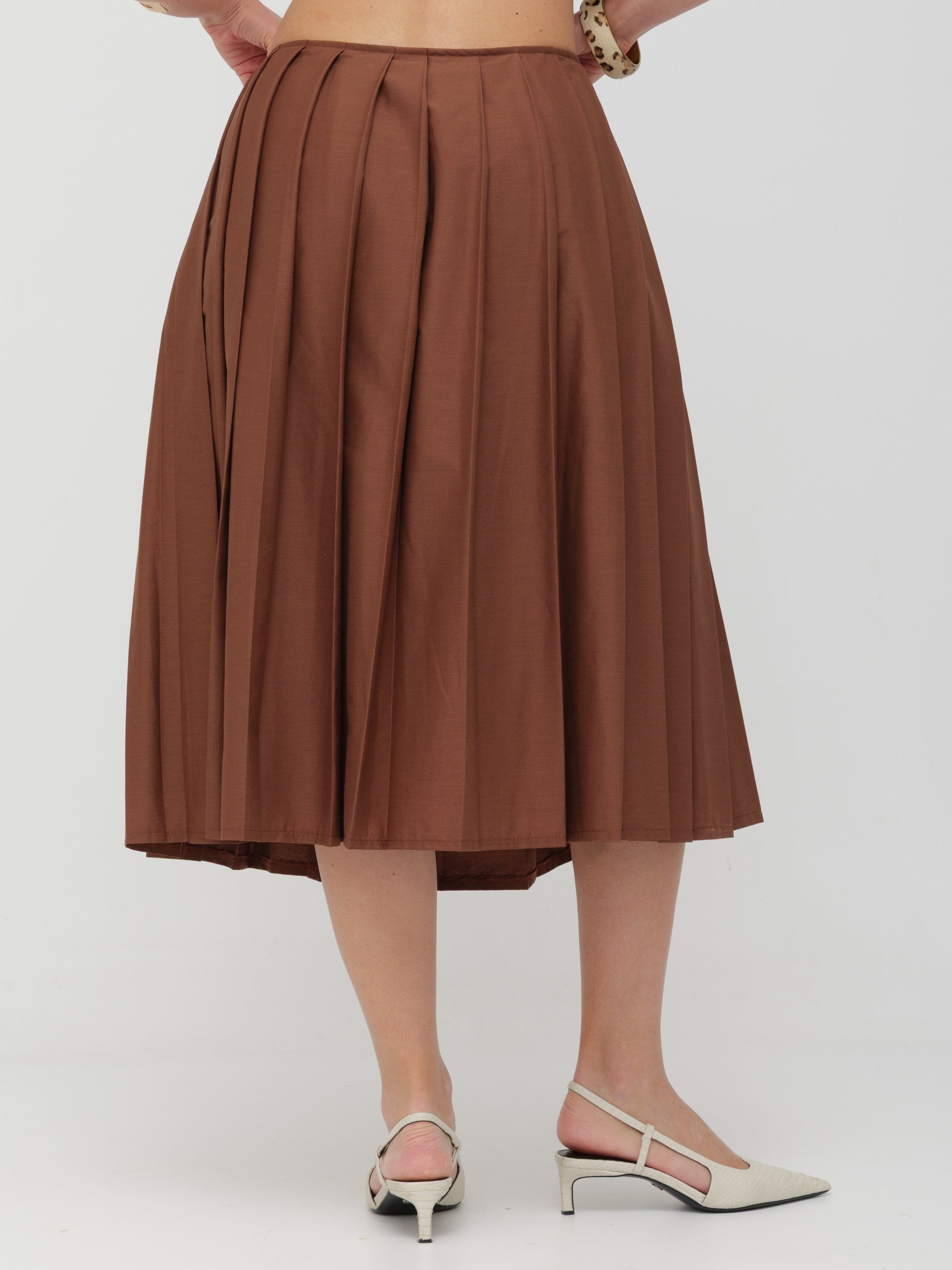 TENSIONE IN - gonna plissettata con dettaglio laccio brown