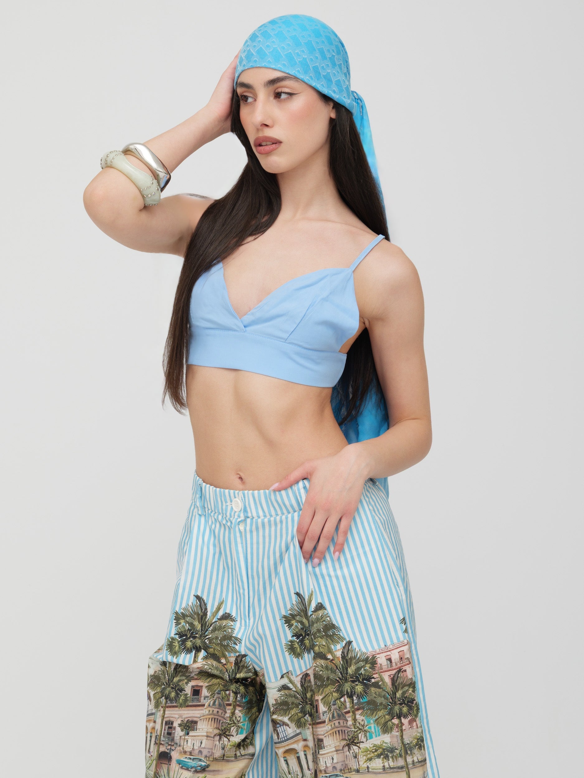 DIXIE - top azzurro spalline sottili