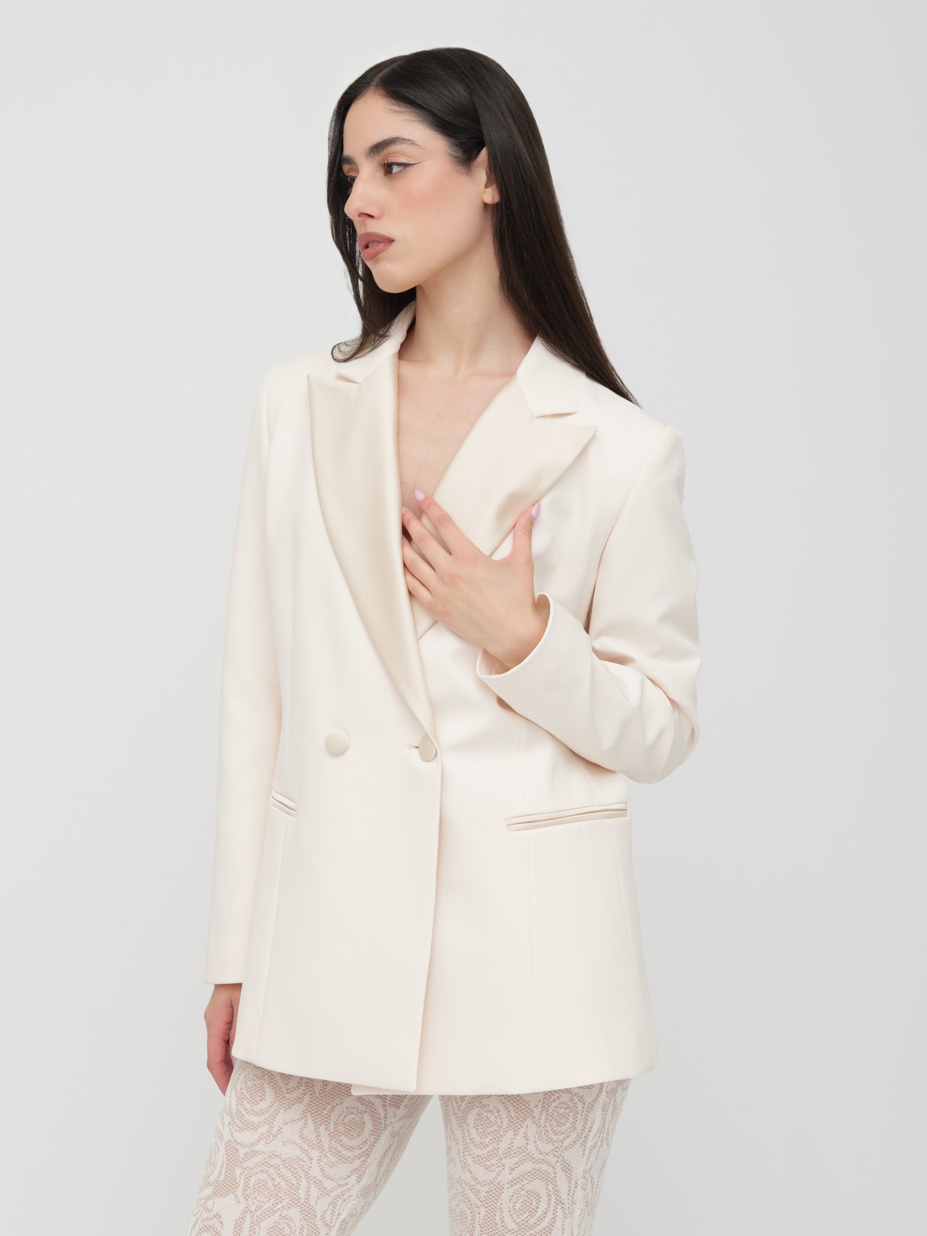 PREVIU - blazer strutturato bianco crema