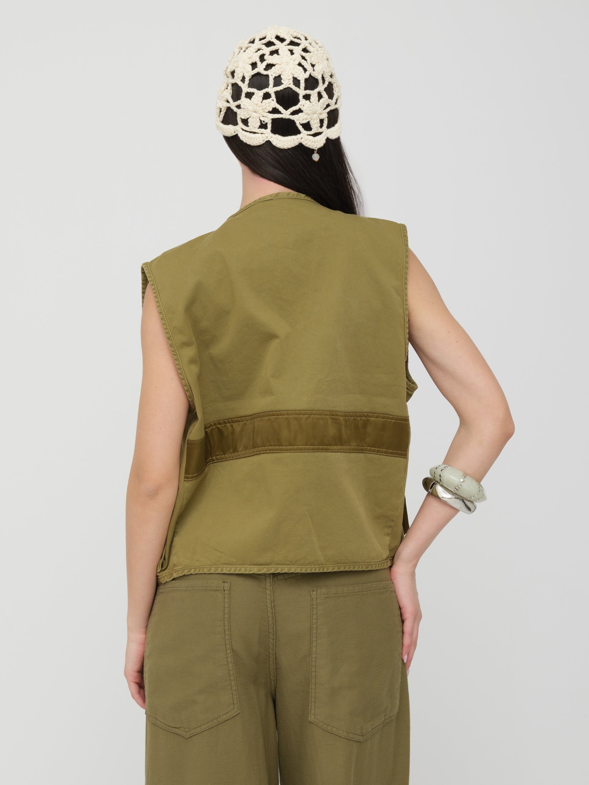 PINKO - gilet cargo verde kaki