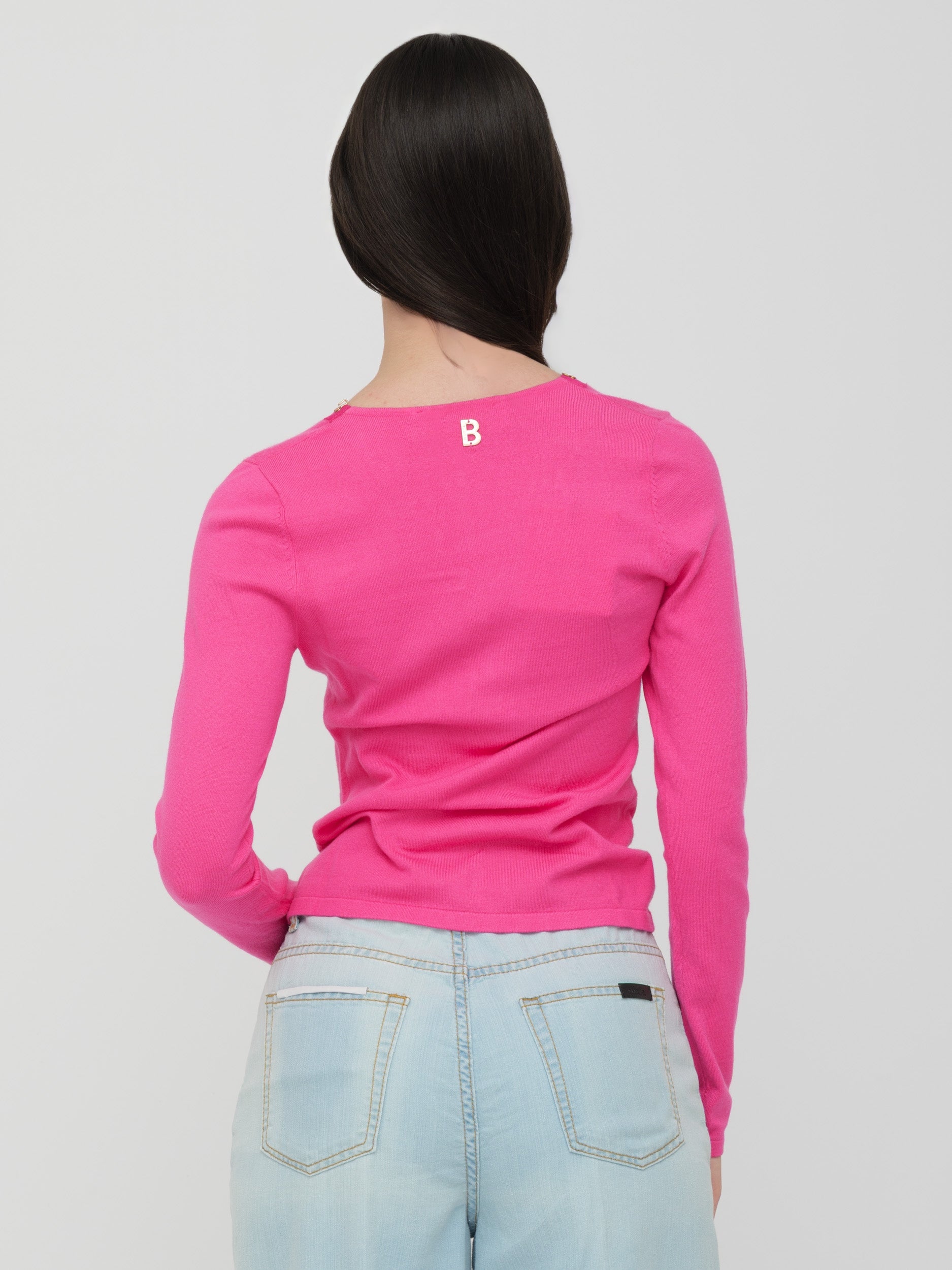 BLUGIRL | BLUMARINE - cardigan fucsia con dettagli dorati