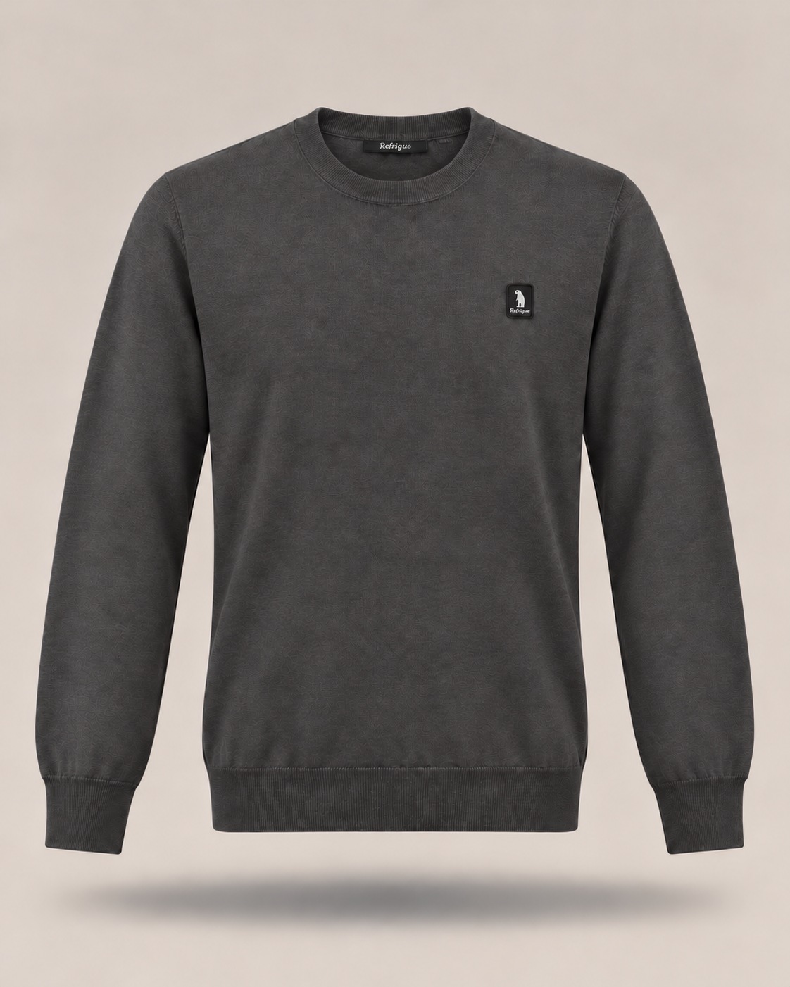 REFRIGUE - Maglia antracite girocollo con logo sul petto