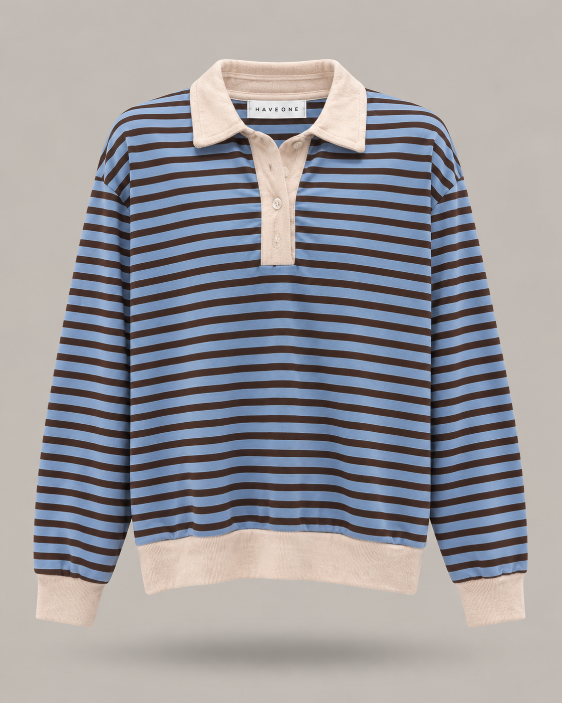HAVEONE - polo a righe azzurra e marrone