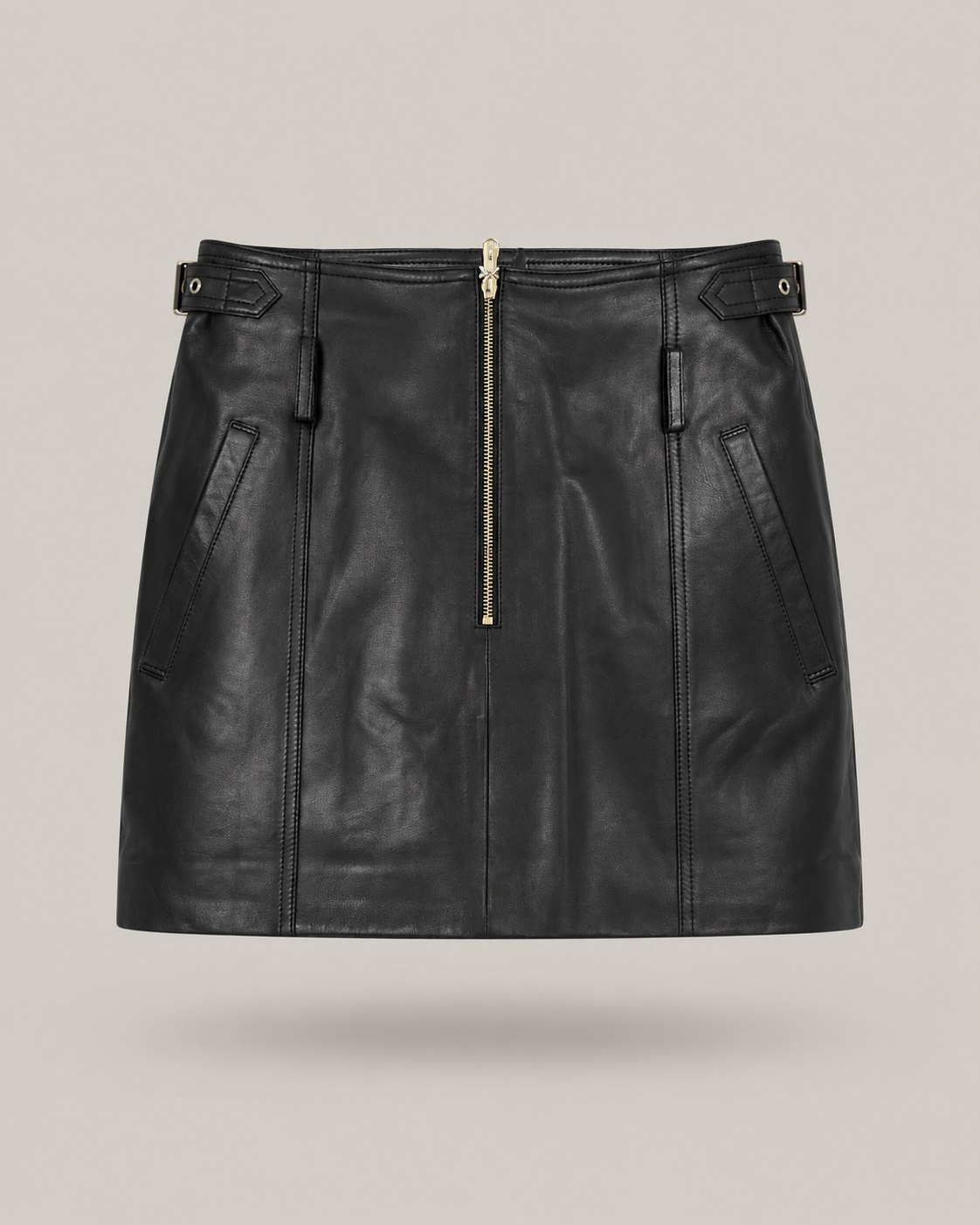 BLUMARINE - minigonna in pelle nera