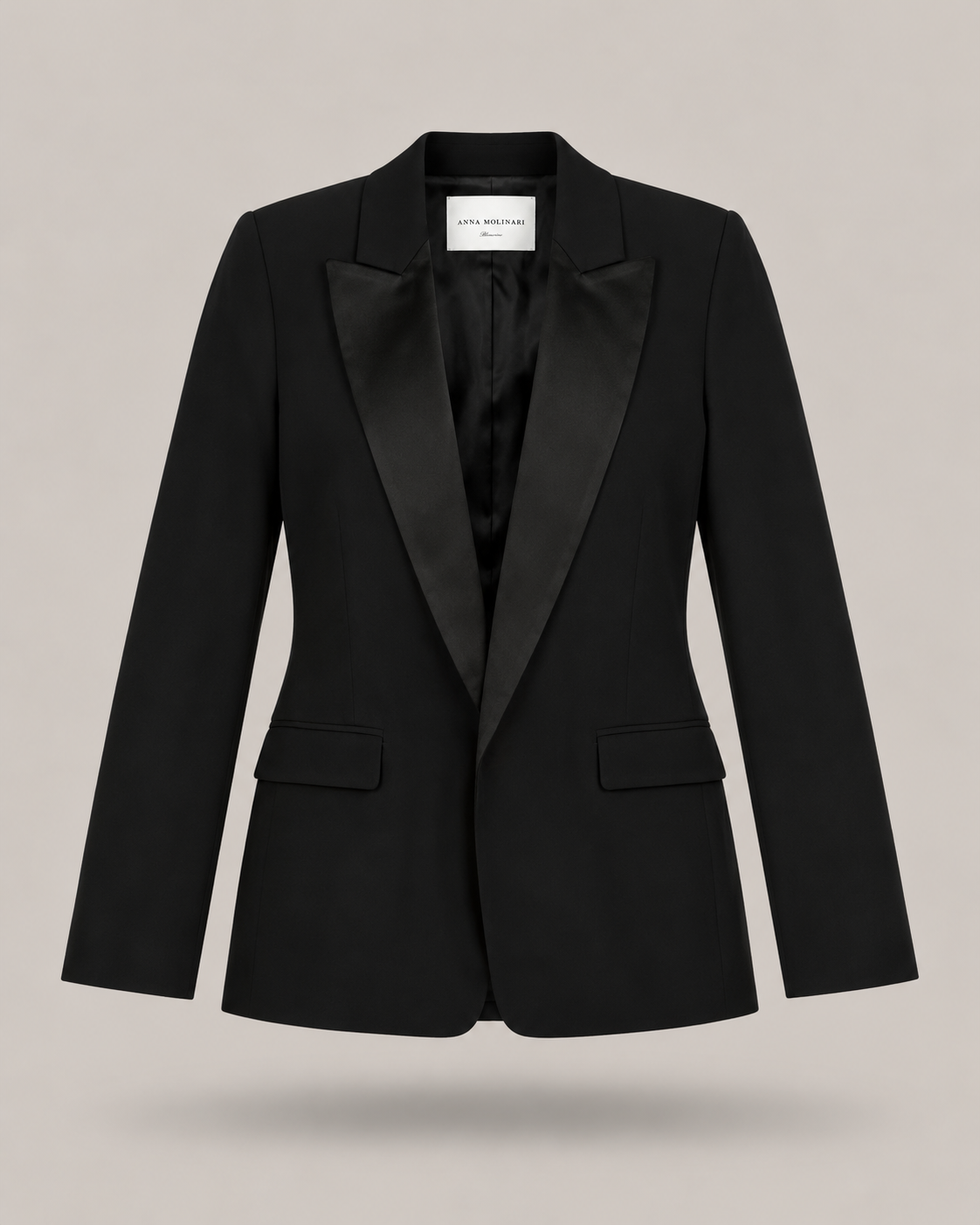 BLUMARINE - blazer strutturato nero revers a lancia in raso lucido