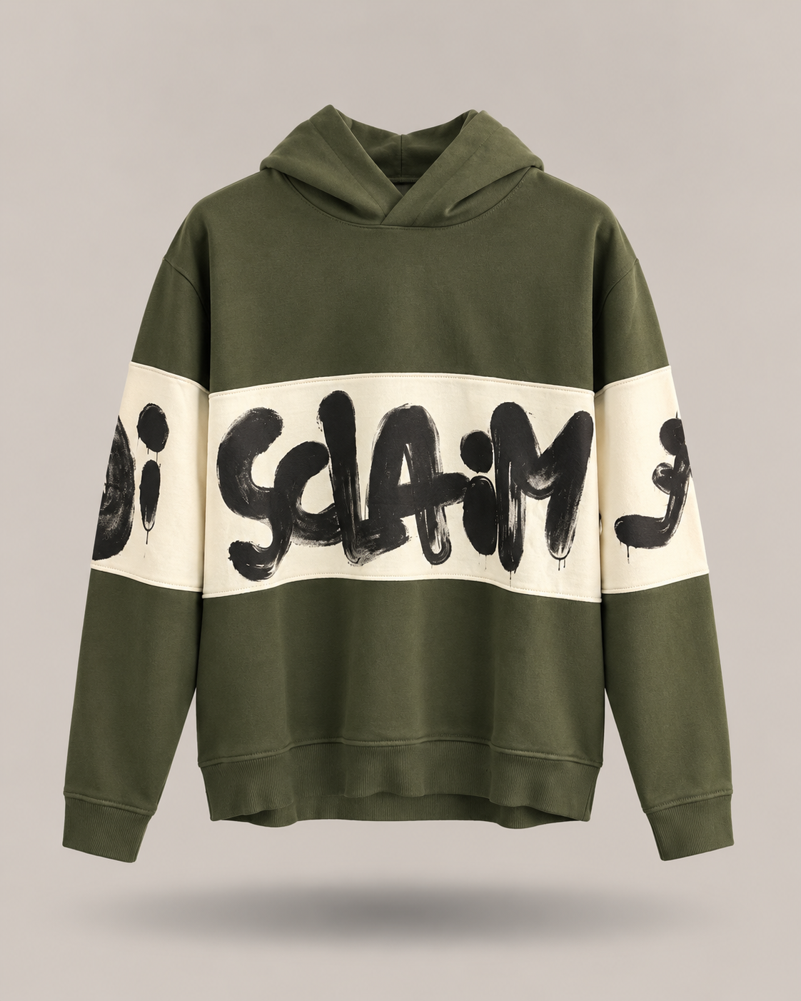 DISCLAIMER — Felpa con cappuccio verde oliva