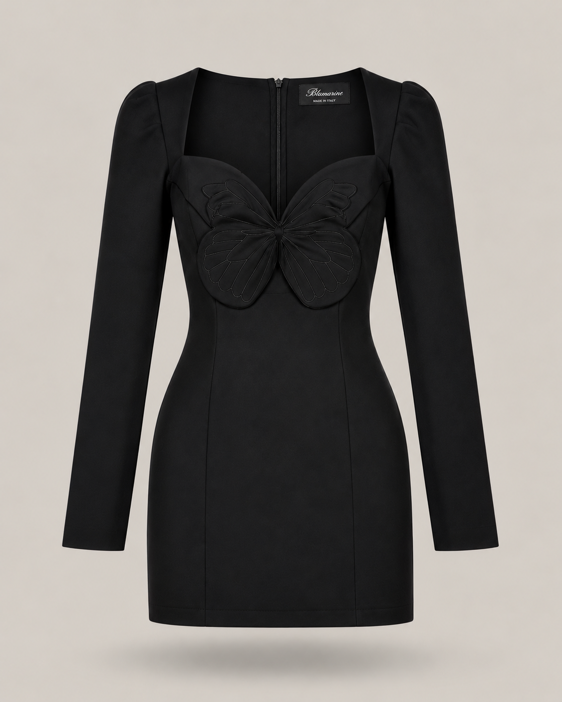 BLUMARINE - abito corto nero con ricamo a farfalla