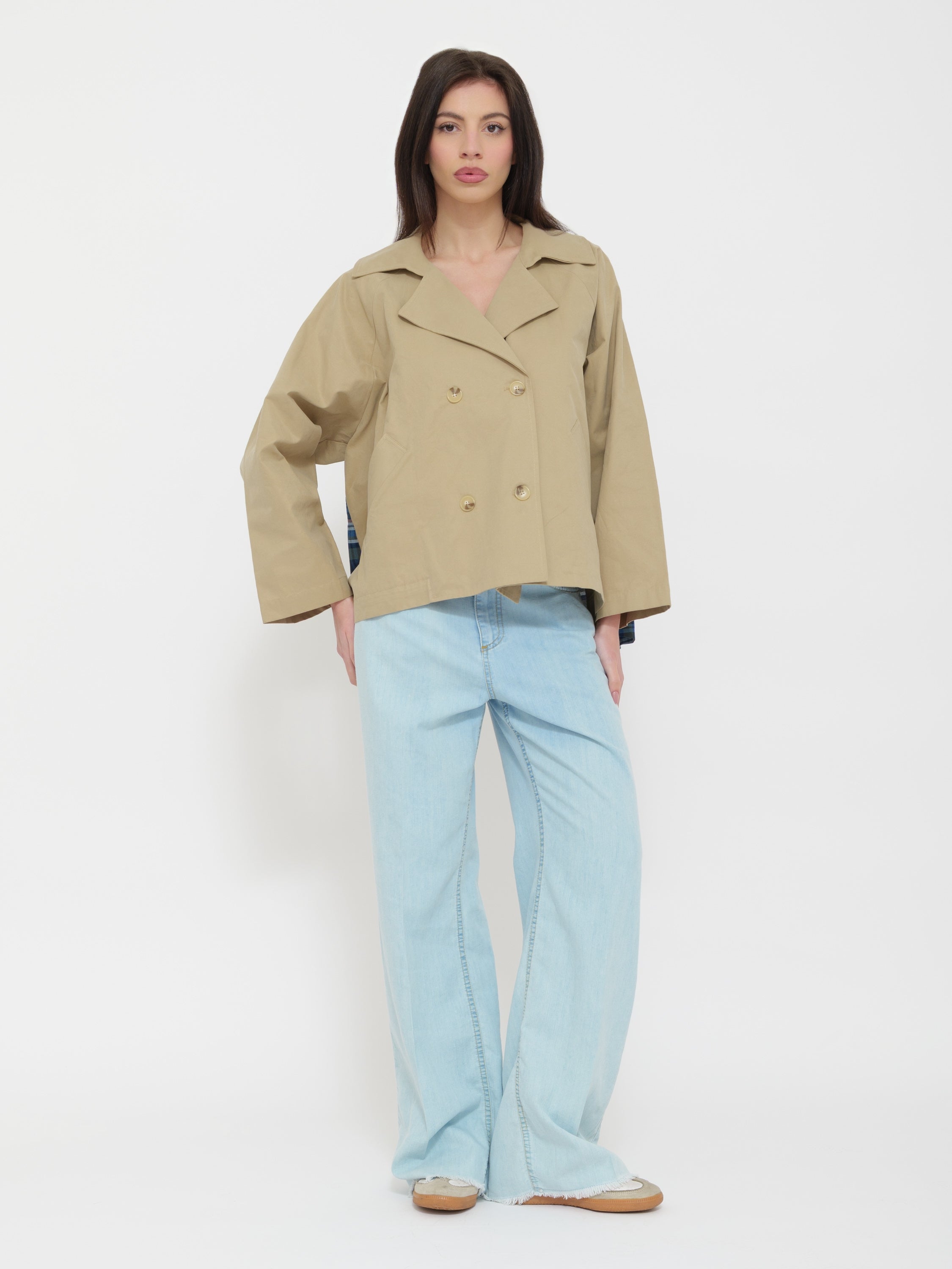 TRENCH COAT WITH GOLD/BEIGE DETAILS