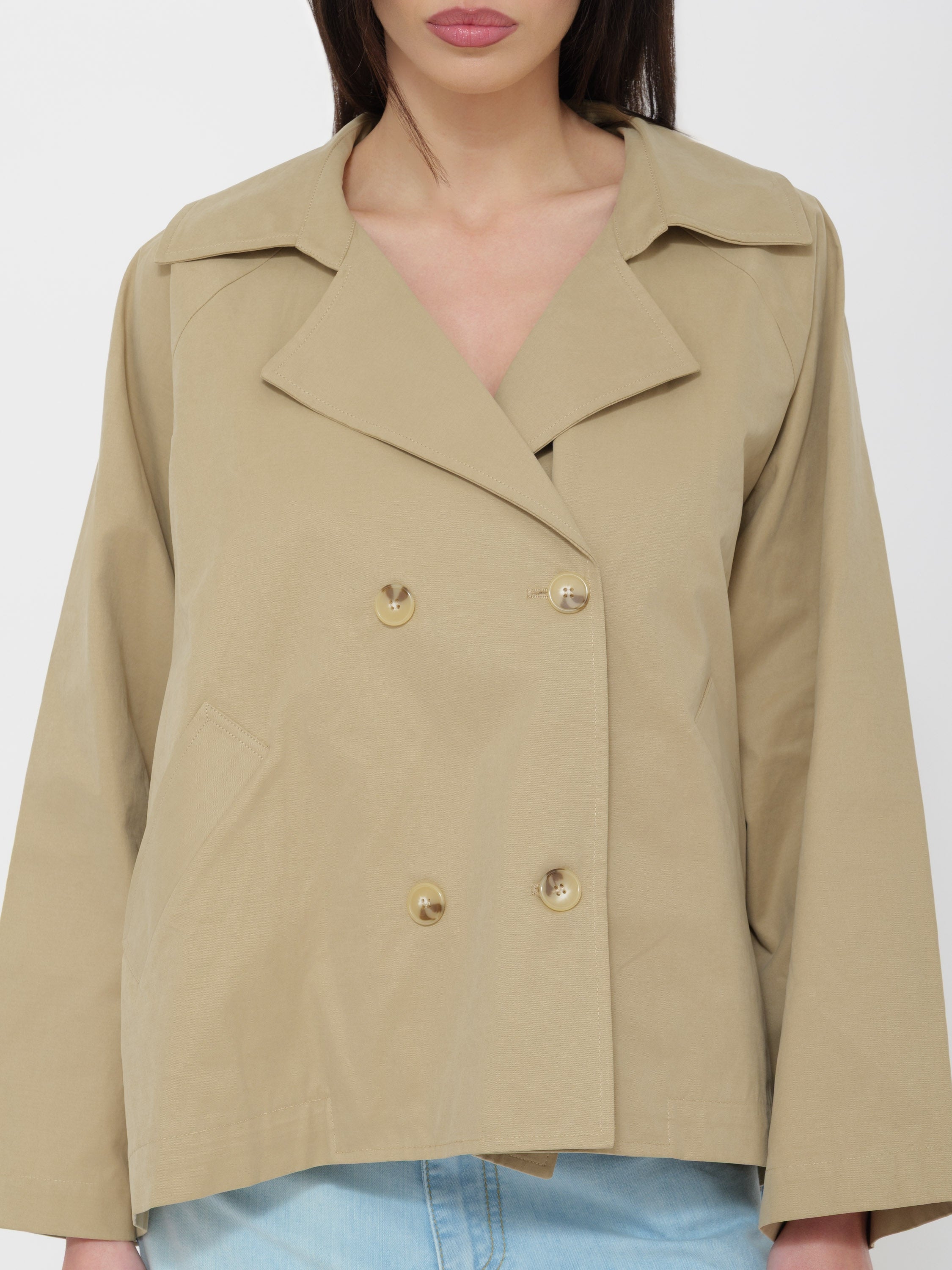 TRENCH COAT WITH GOLD/BEIGE DETAILS